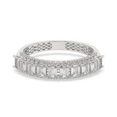 1.20 CTW Emerald Diamond Two - Tier With Pave Accent Diamond Ring