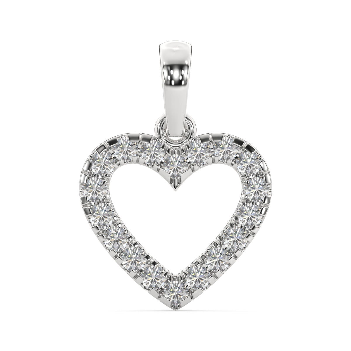 Classic Heart-Shaped Diamond Pendant Without Chain