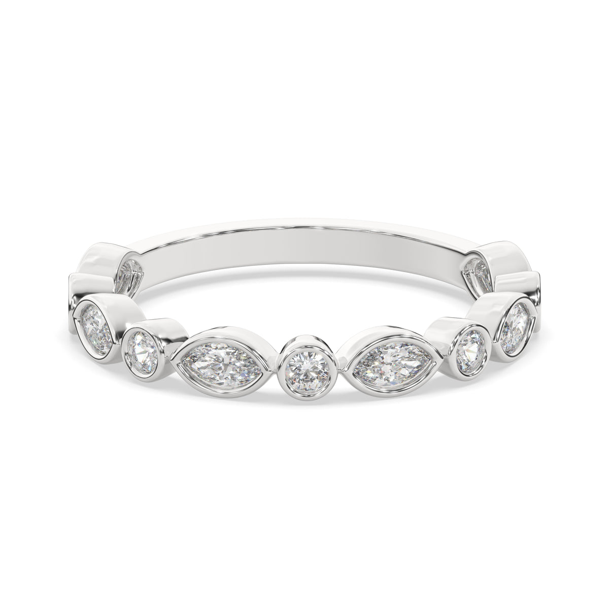 0.50 CTW Vintage-Inspired Marquise & Round Bezel Diamond Band
