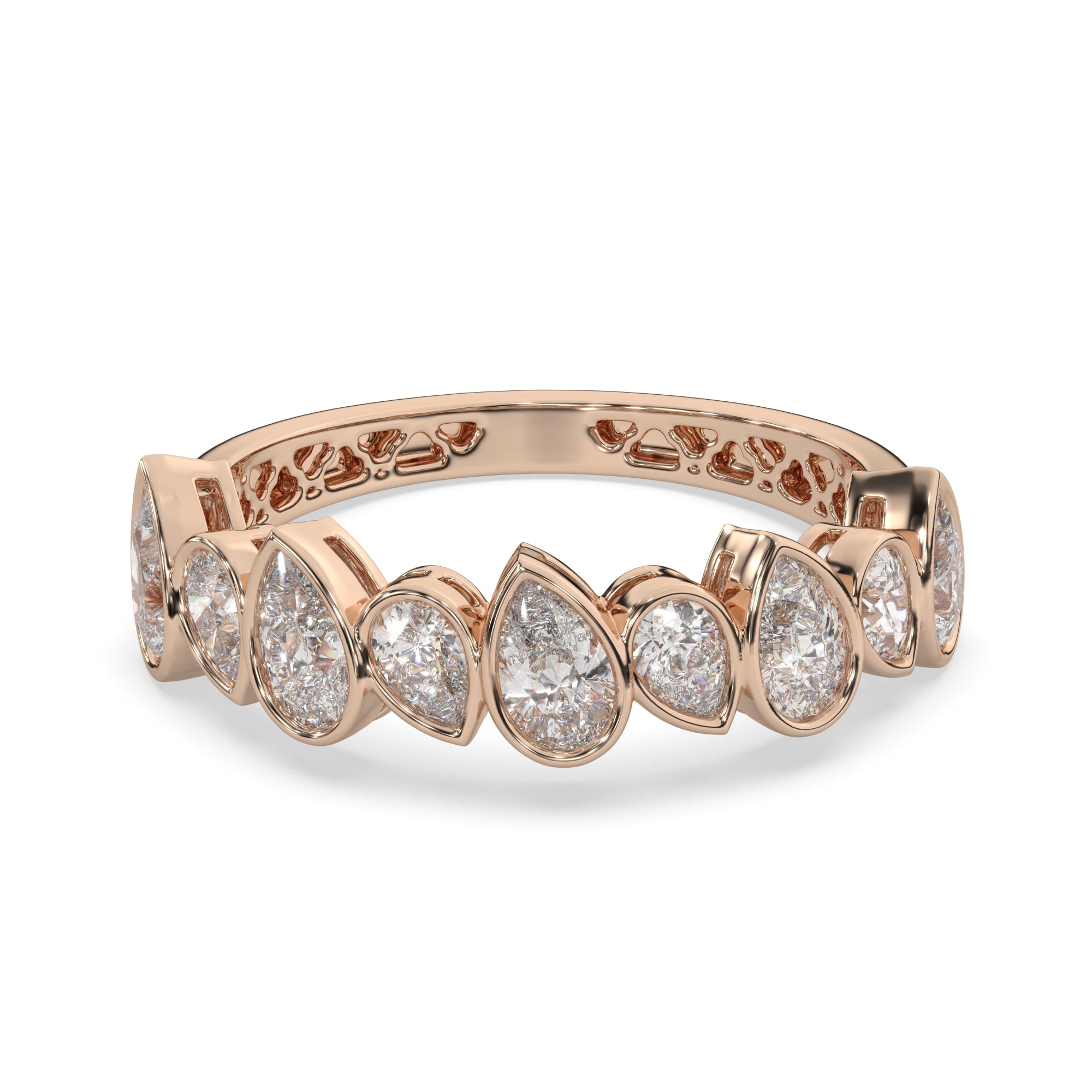 1.85 CTW Pear Diamond Bezel Eternity Ring