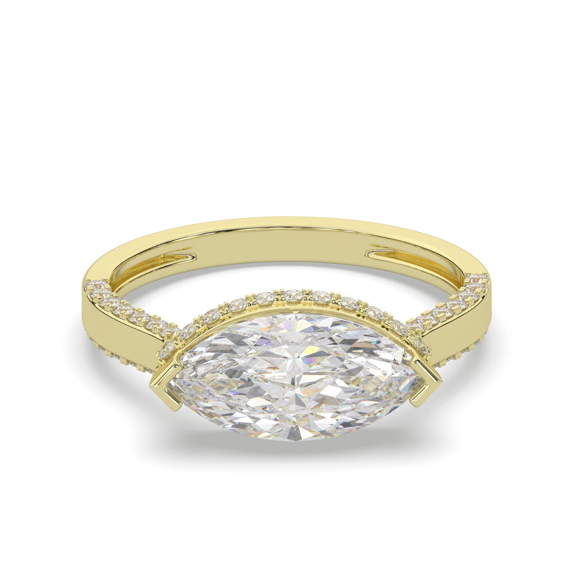 Marquise East-West Hidden Halo With Micro Pavé Detailing Diamond Ring
