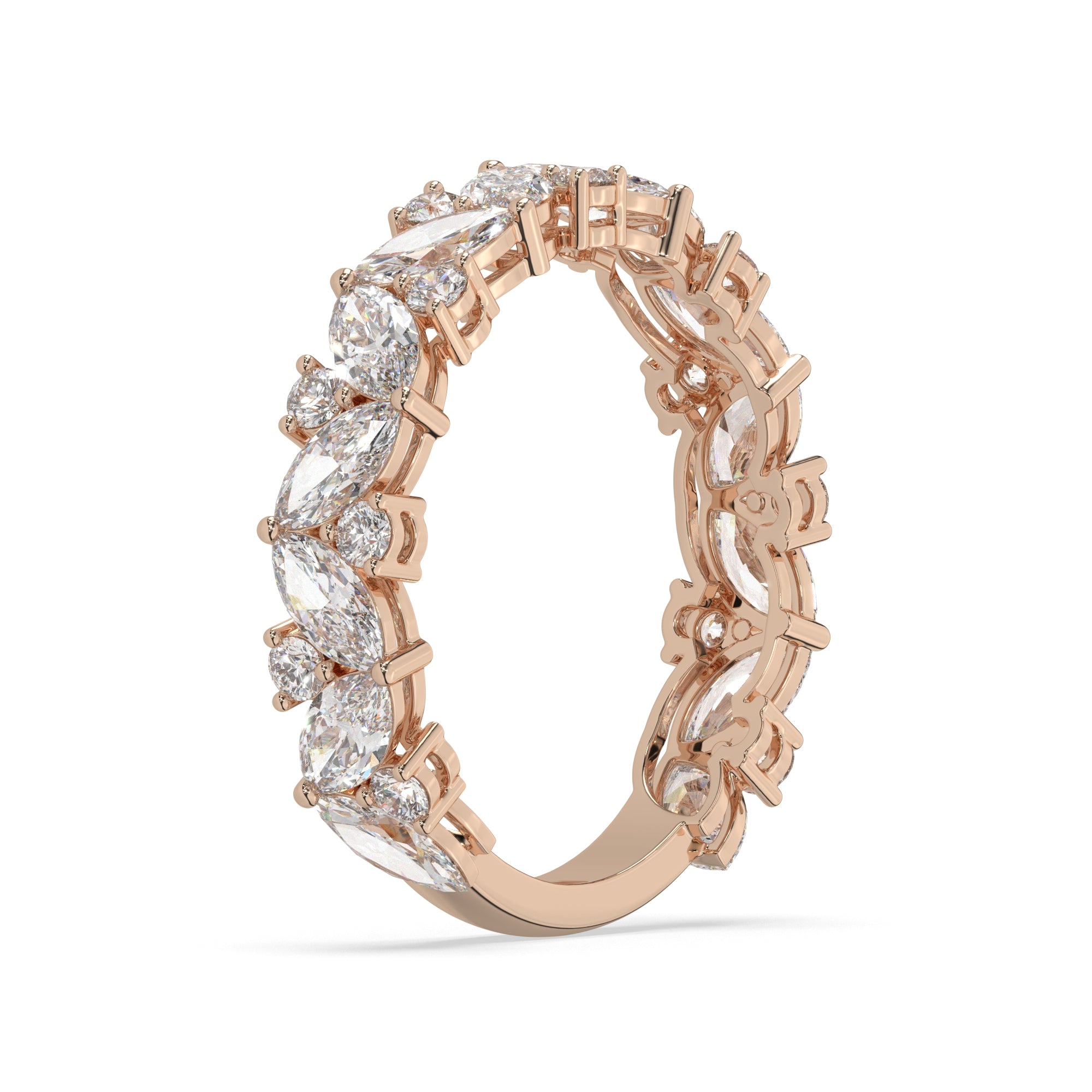 2.45 CTW Marquise & Round Diamond Floral Eternity Band