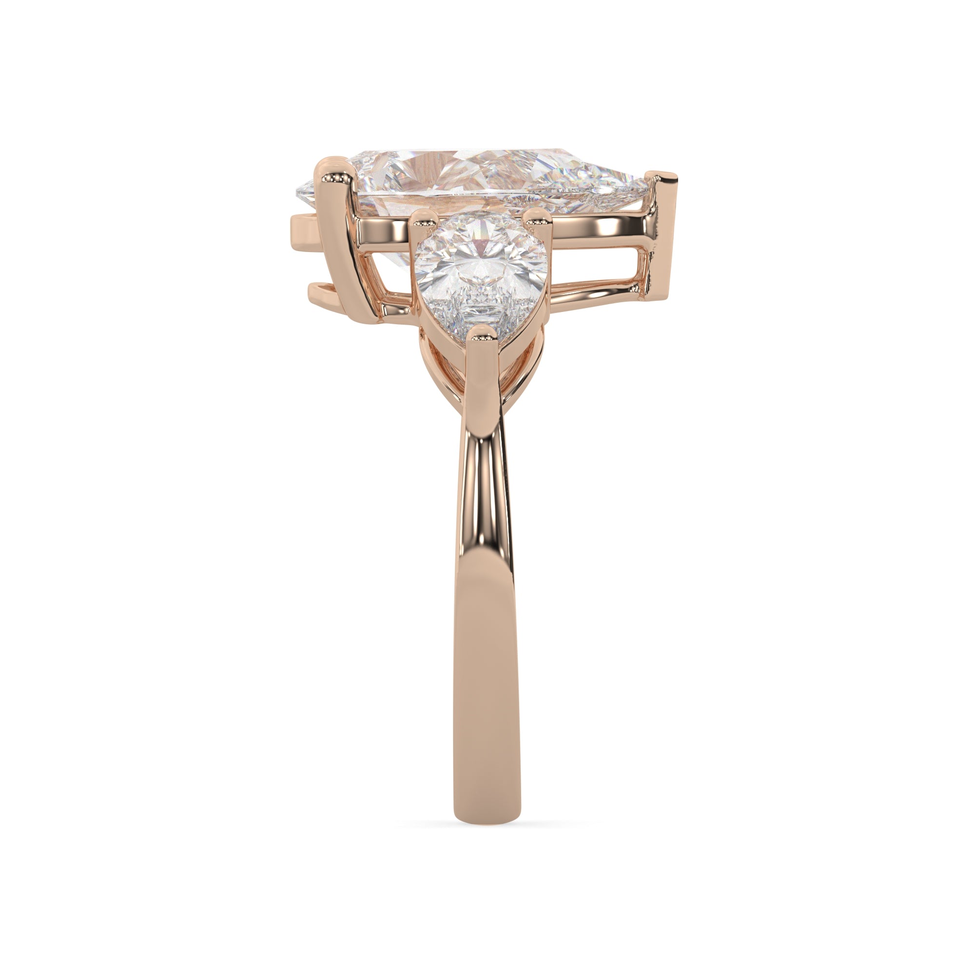 Pear Lab Grown Diamond Three Stone Engagement Ring