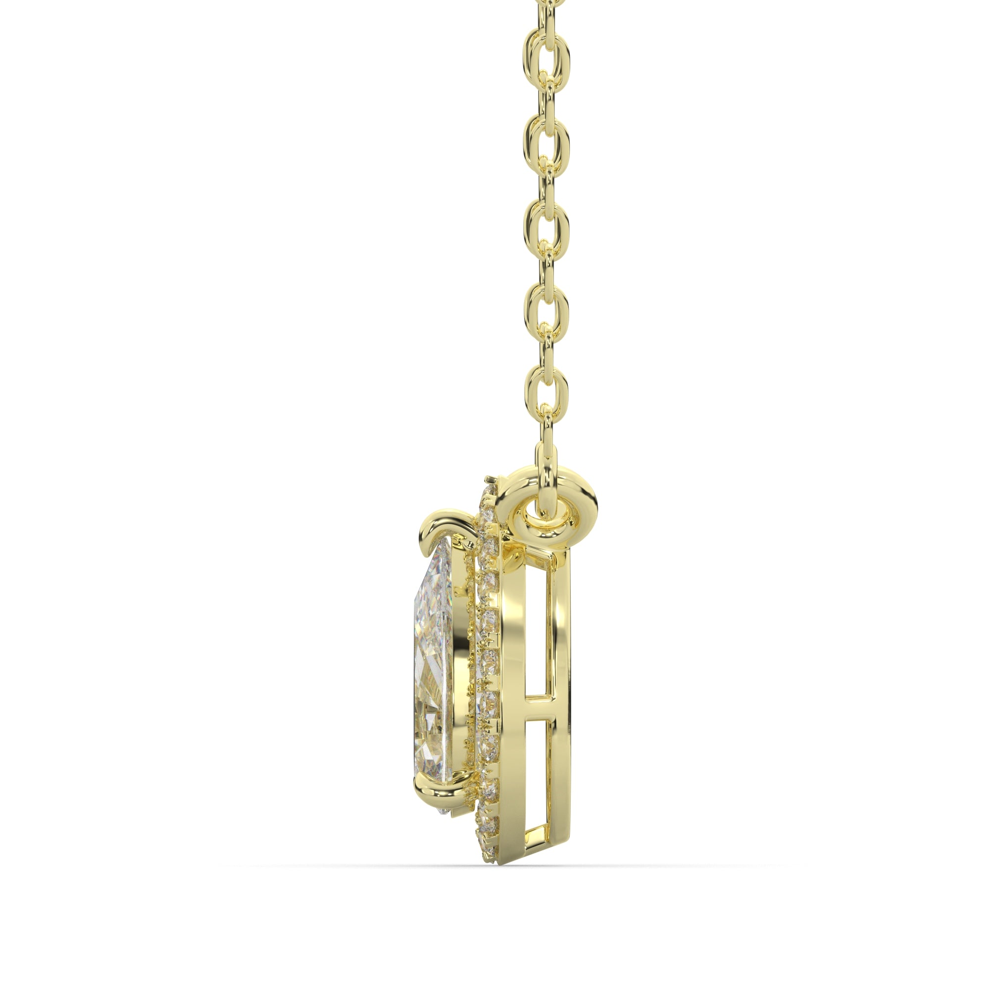 0.80 CTW Pear Lab Grown Diamond Halo Pendant