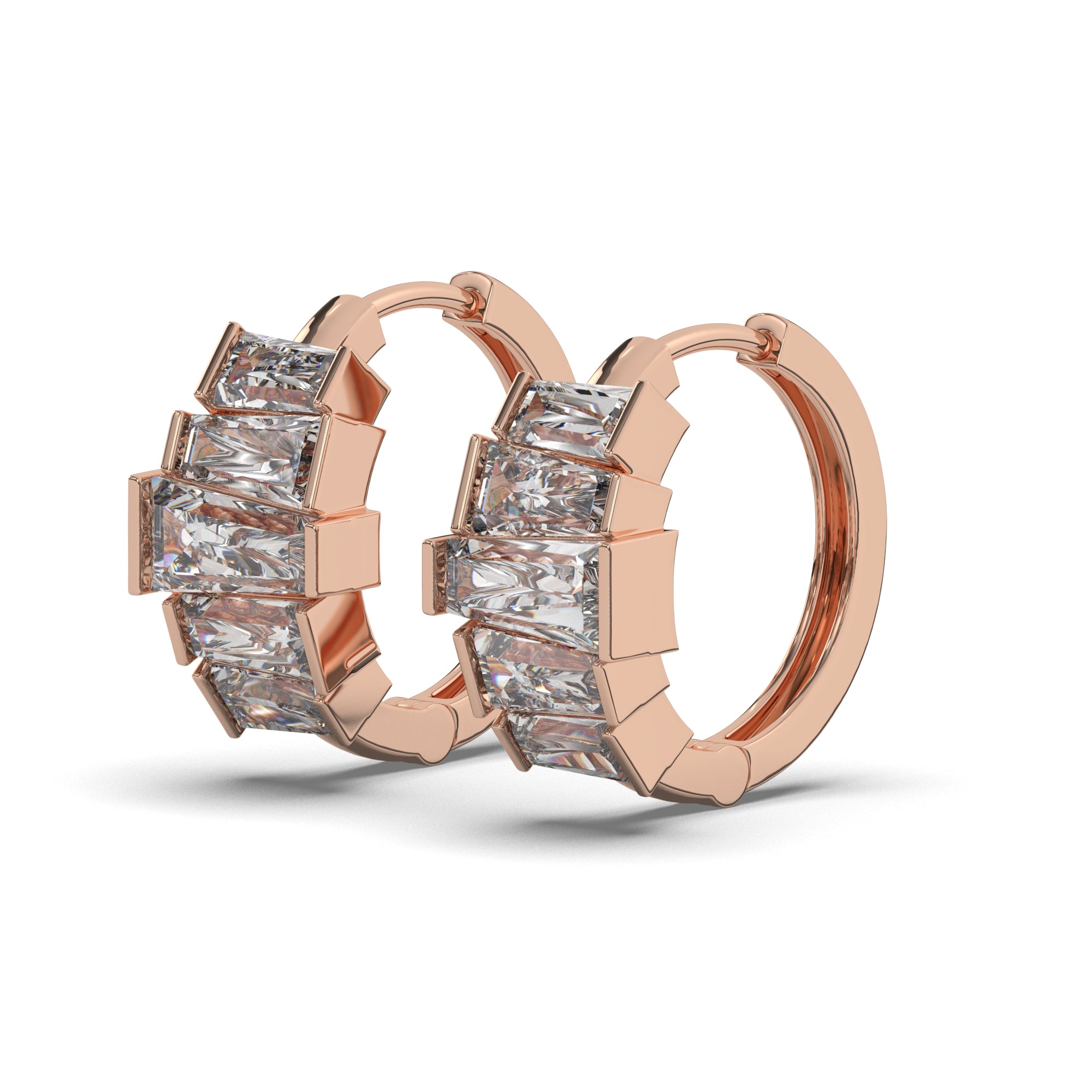 0.70 CTW Baguette Lab Diamond Stunning Hoops Earrings