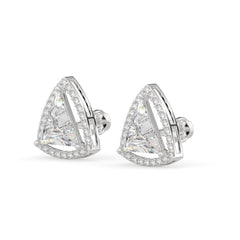 Trillion-Cut Diamond Halo Stud Earrings