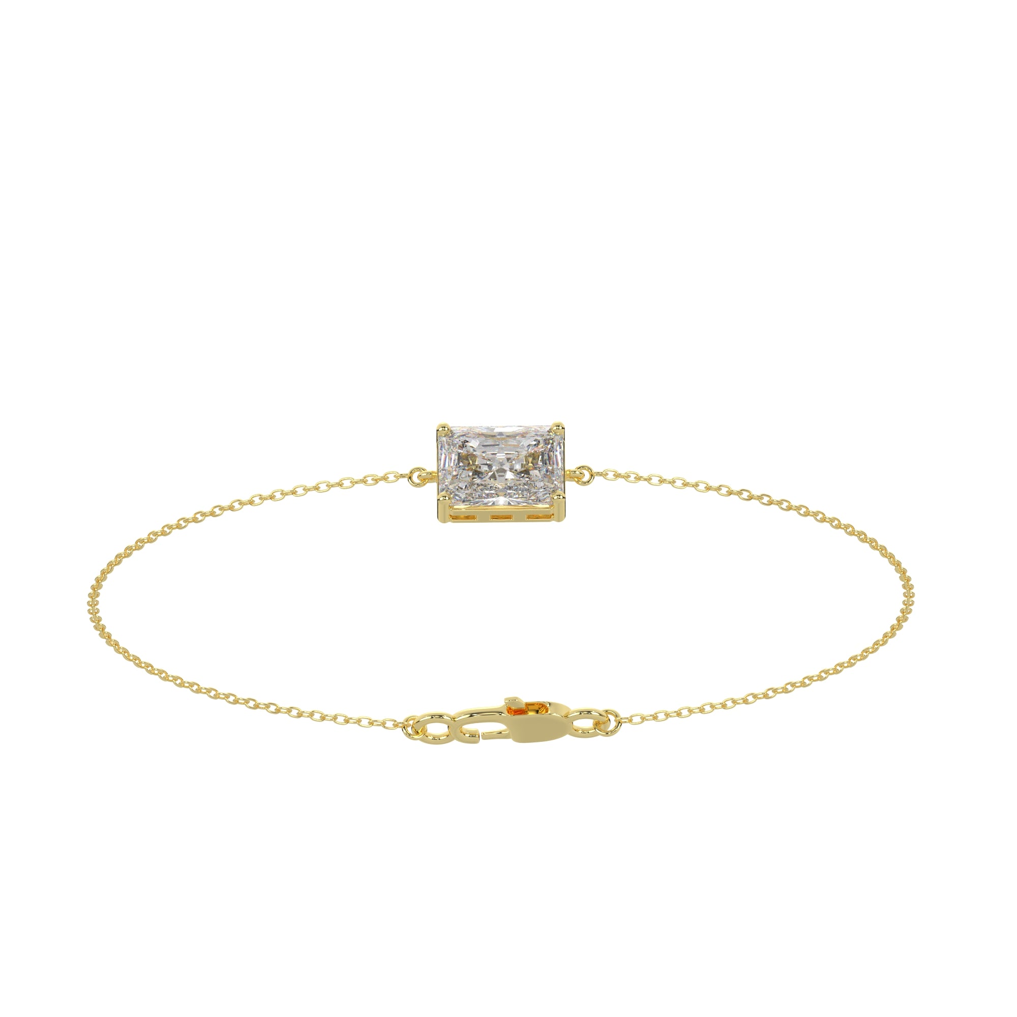 Emerald Lab Diamond Solitaire Beacelet