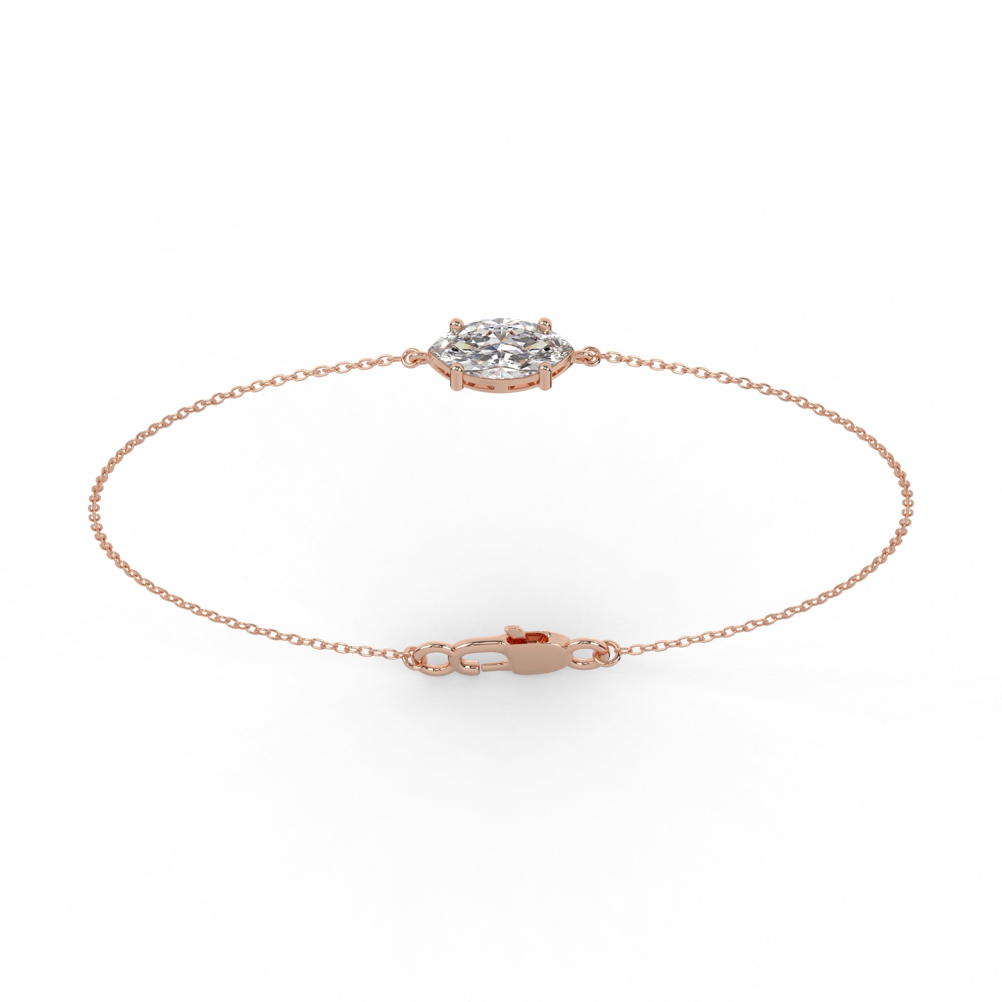 Marquise Lab Diamond Solitaire Bracelet