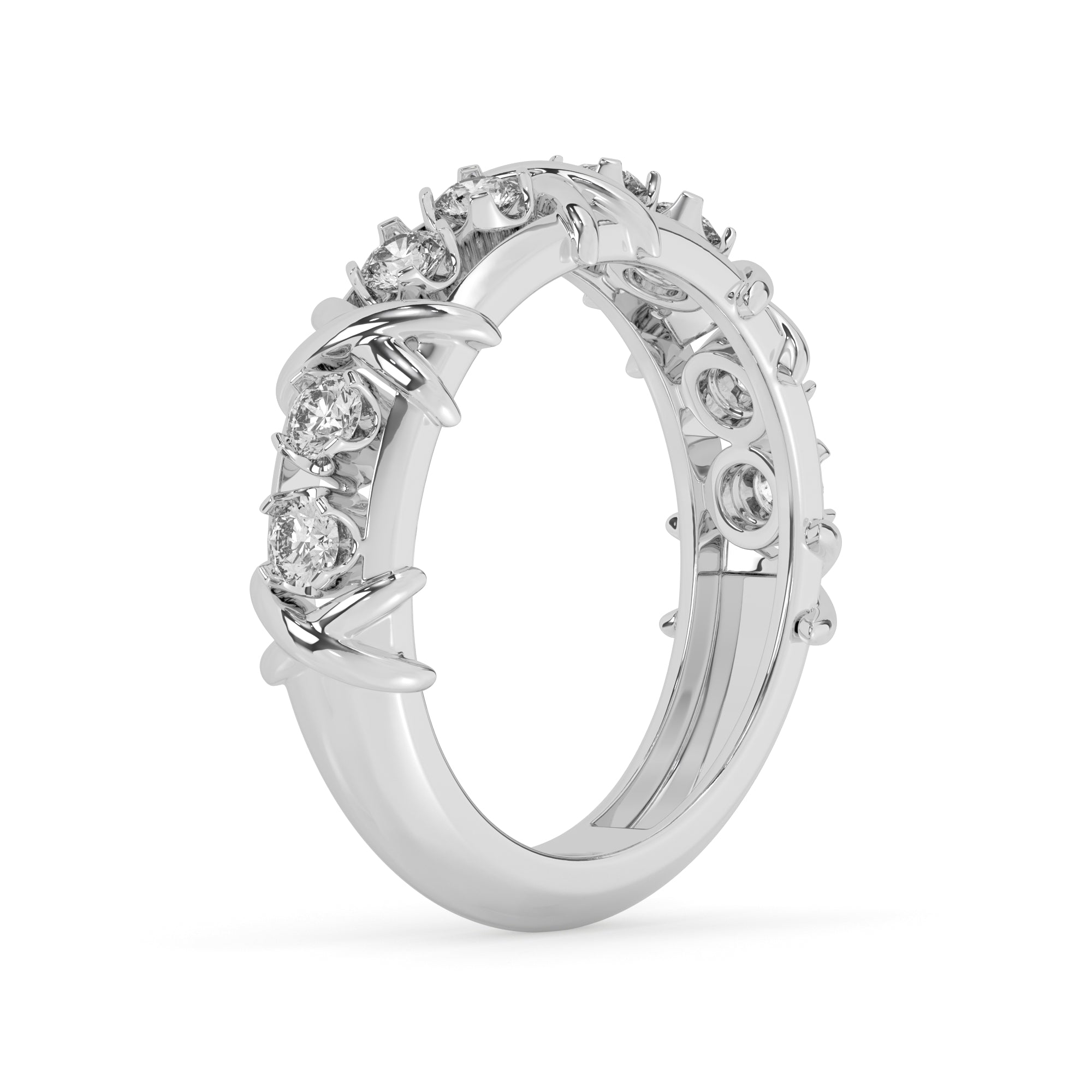 0.60 CTW Round Lab Diamond Criss Cross Anniversary Ring