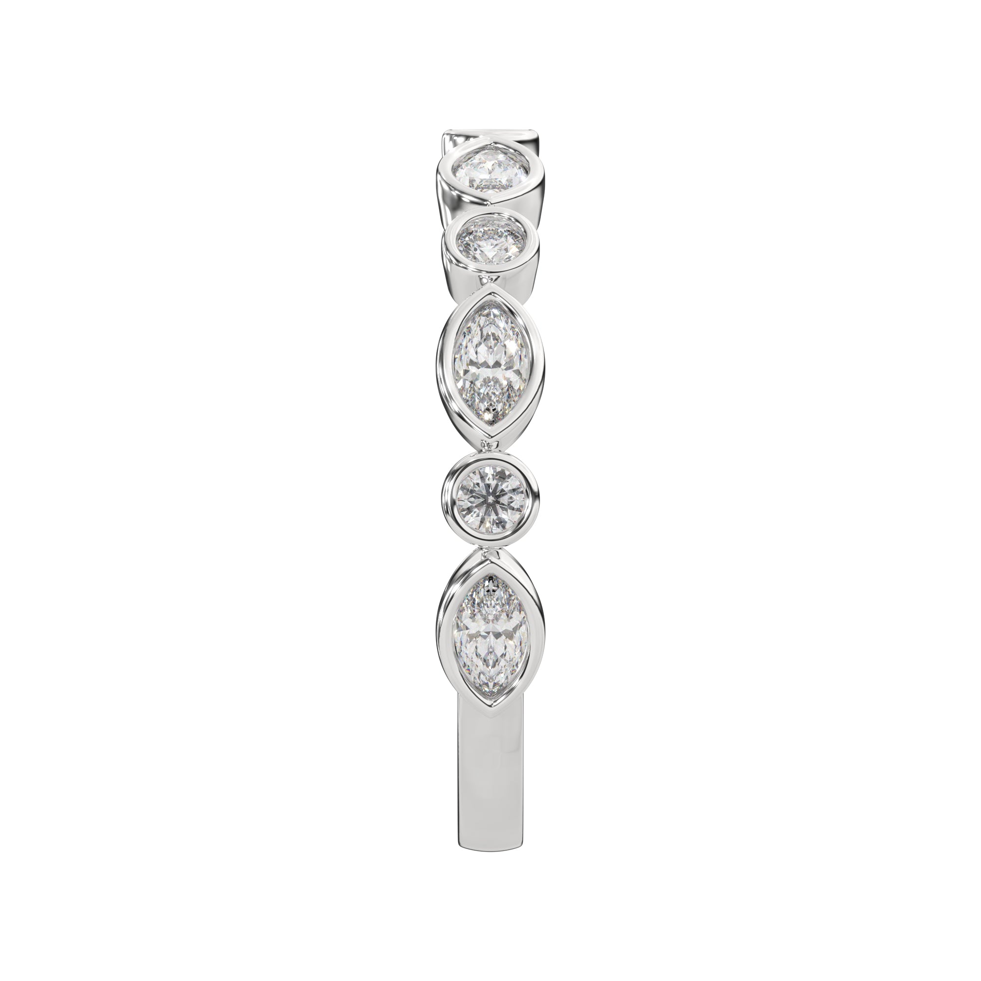 0.50 CTW Vintage-Inspired Marquise & Round Bezel Diamond Band