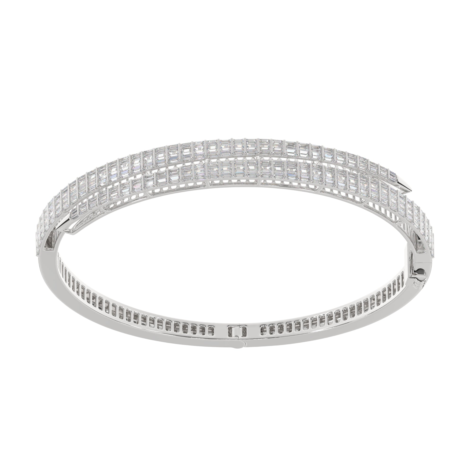 Double Row Baguette Diamond Bangle