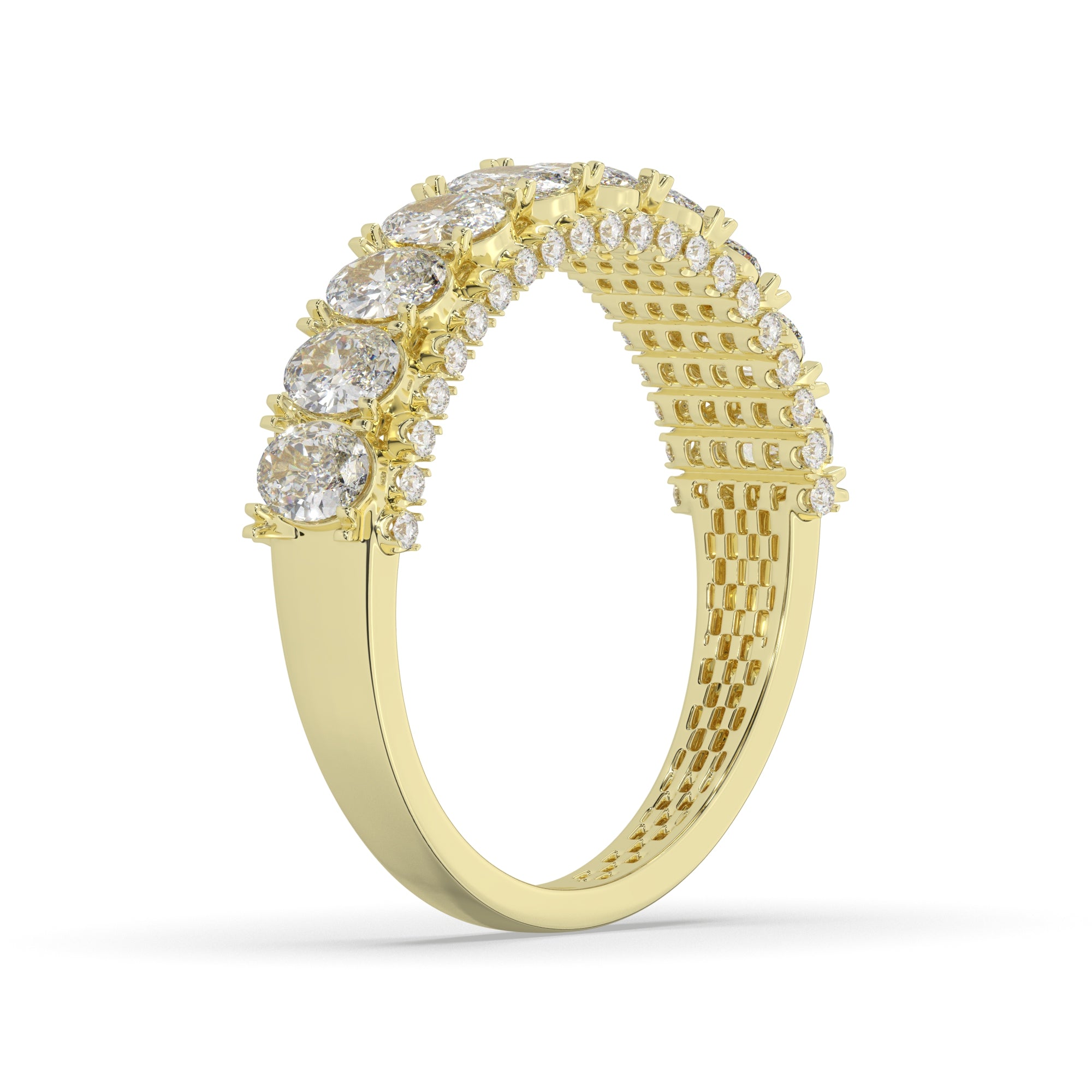 1.25 CTW Oval Diamond Two - Tier With Pave Accent Diamond Ring