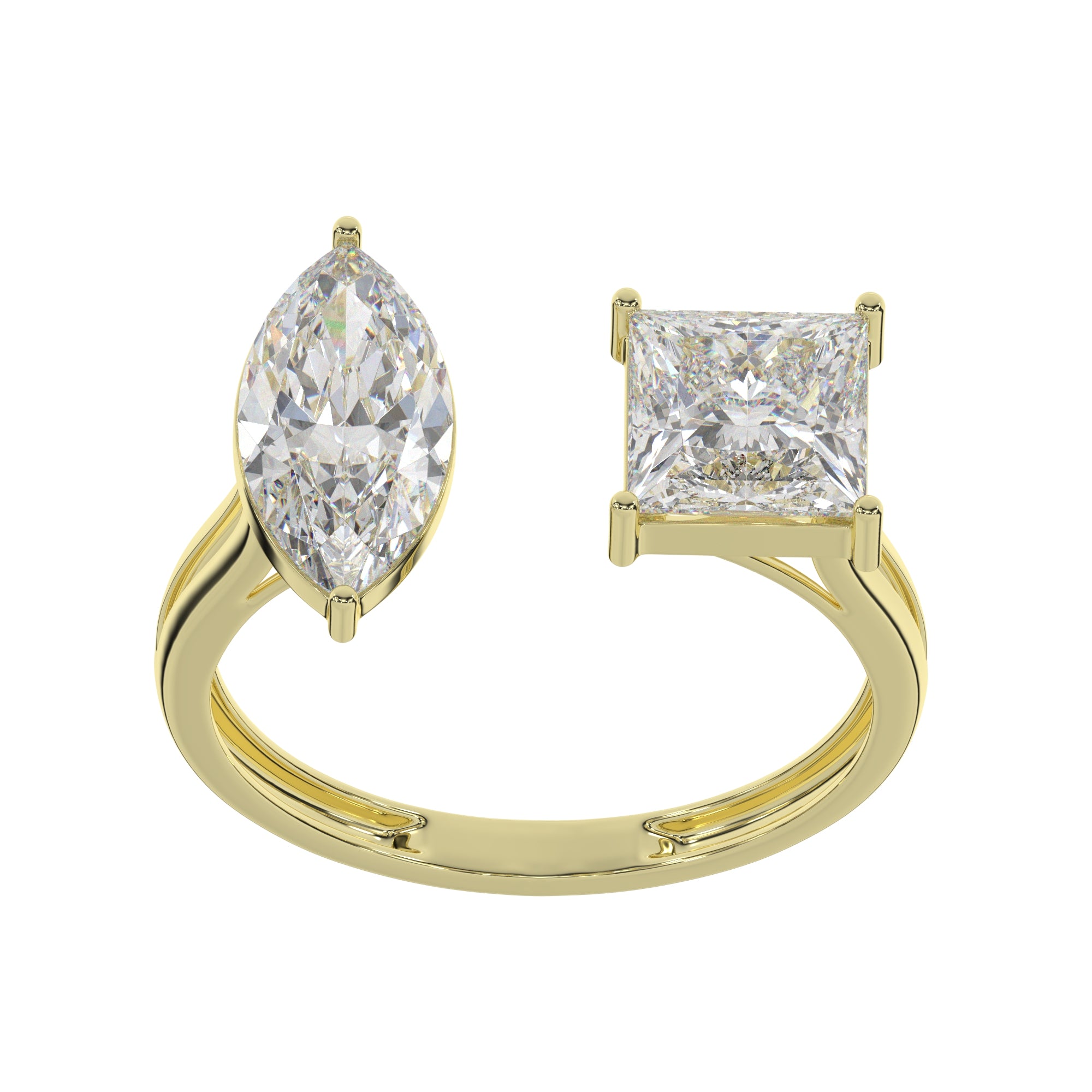 Two-Stone Marquise and Princess Cuts Lab Grown Diamond Engagement Ring