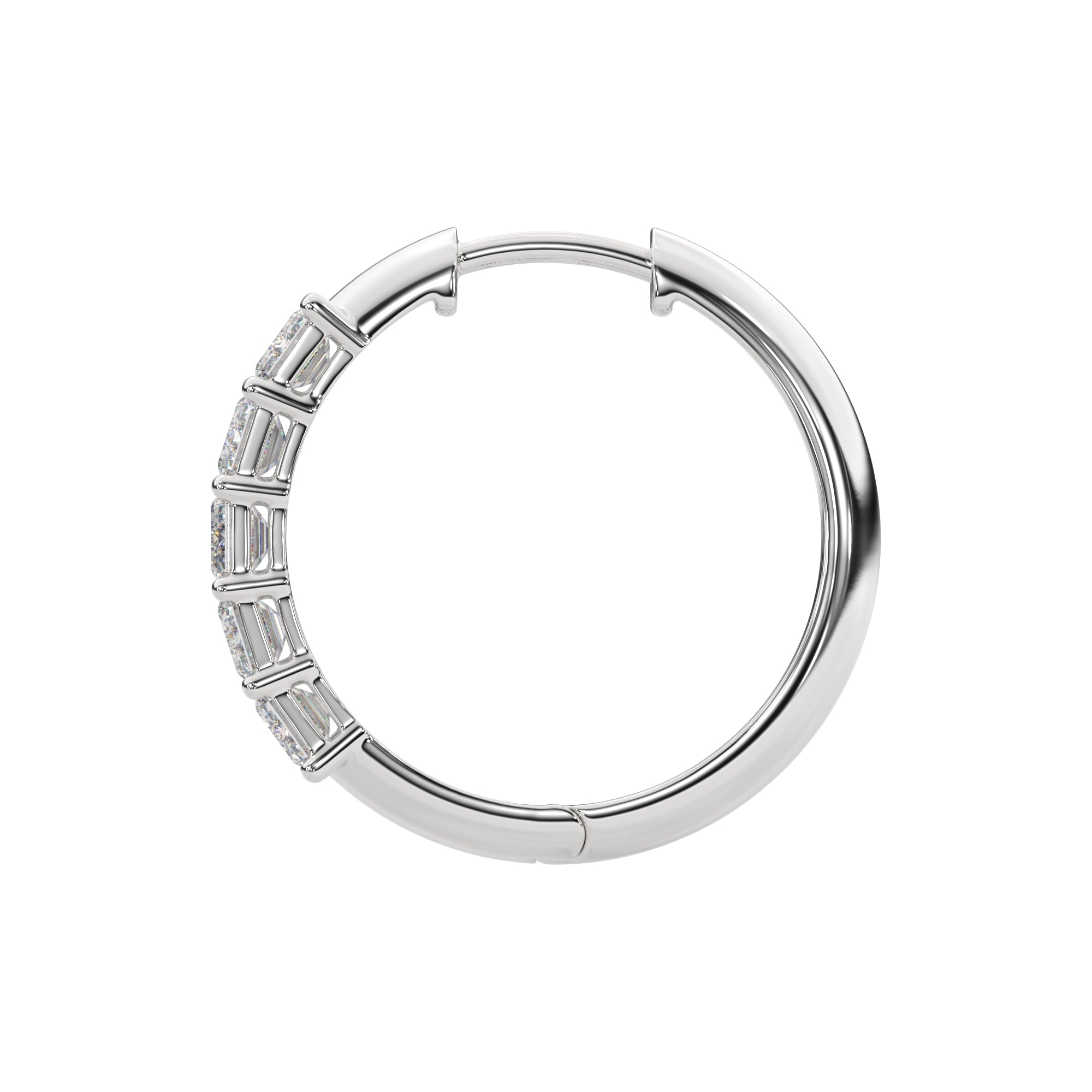 Vertical Emerald-Cut Lab Grown Diamond Bar Hoop Earrings