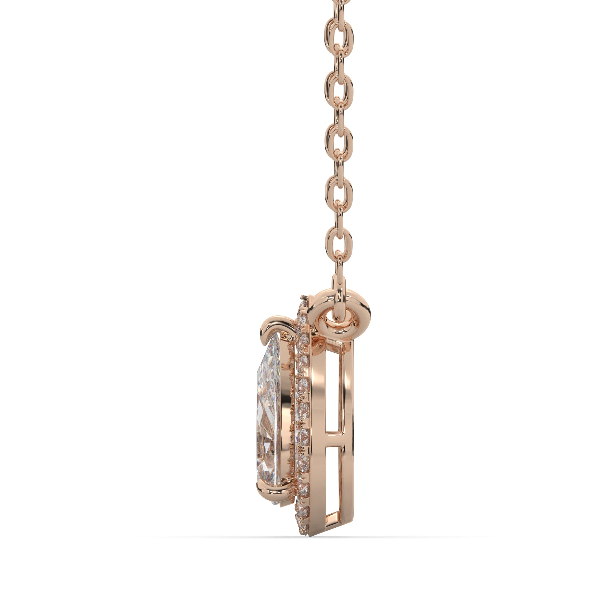 0.80 CTW Pear Lab Grown Diamond Halo Pendant