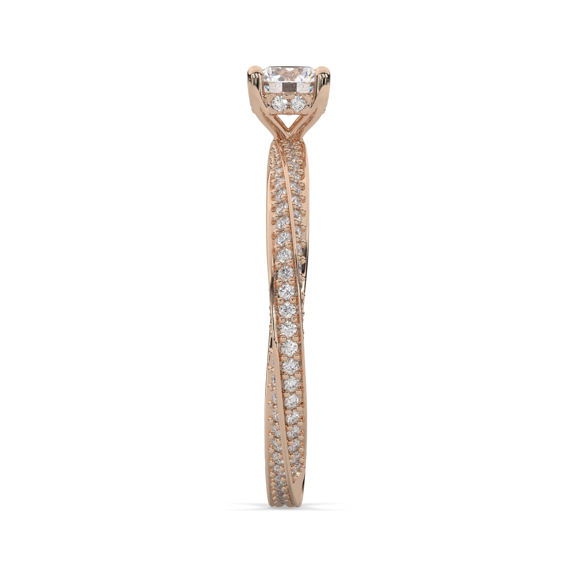 Pavé Split Shank Round-Cut Lab Grown Diamond Engagement Ring