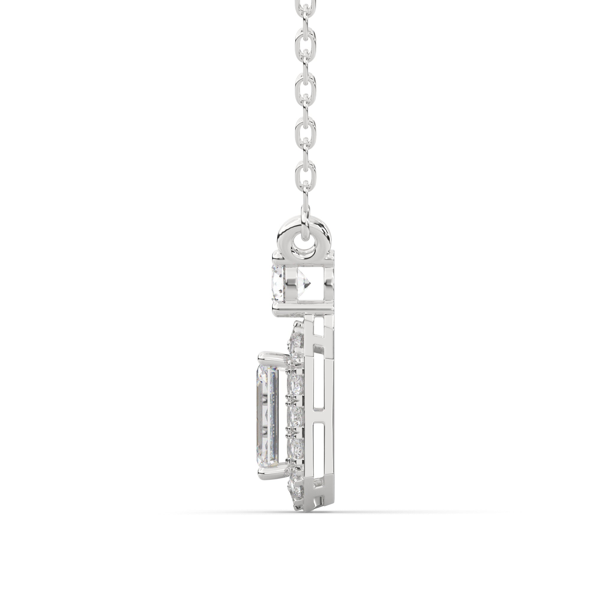 0.75 CTW Emerald Lab Grown Diamond Halo Pendant