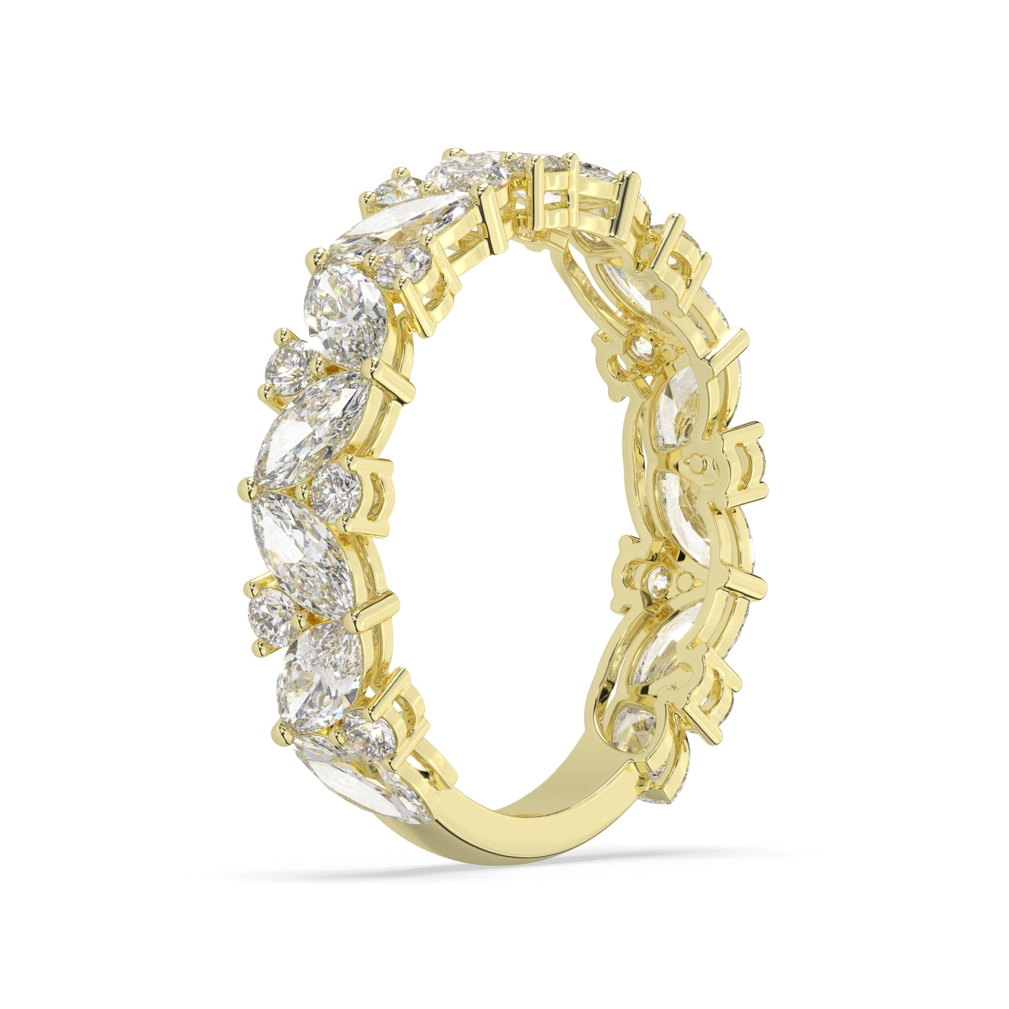 2.45 CTW Marquise & Round Diamond Floral Eternity Band