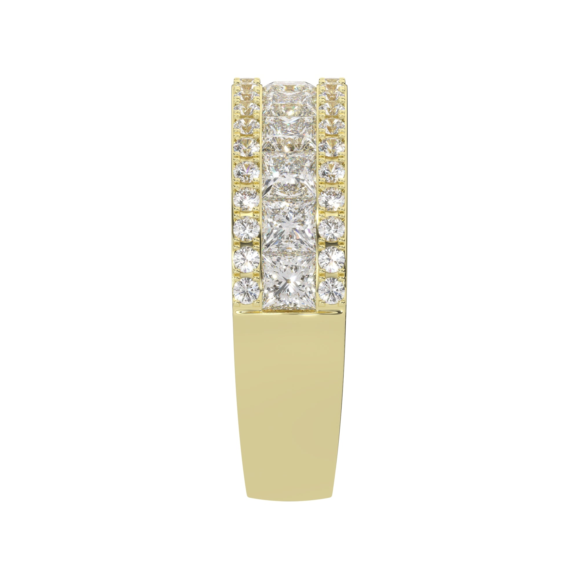 2.00 CTW Princess & Round Diamond Crownline Wide Band
