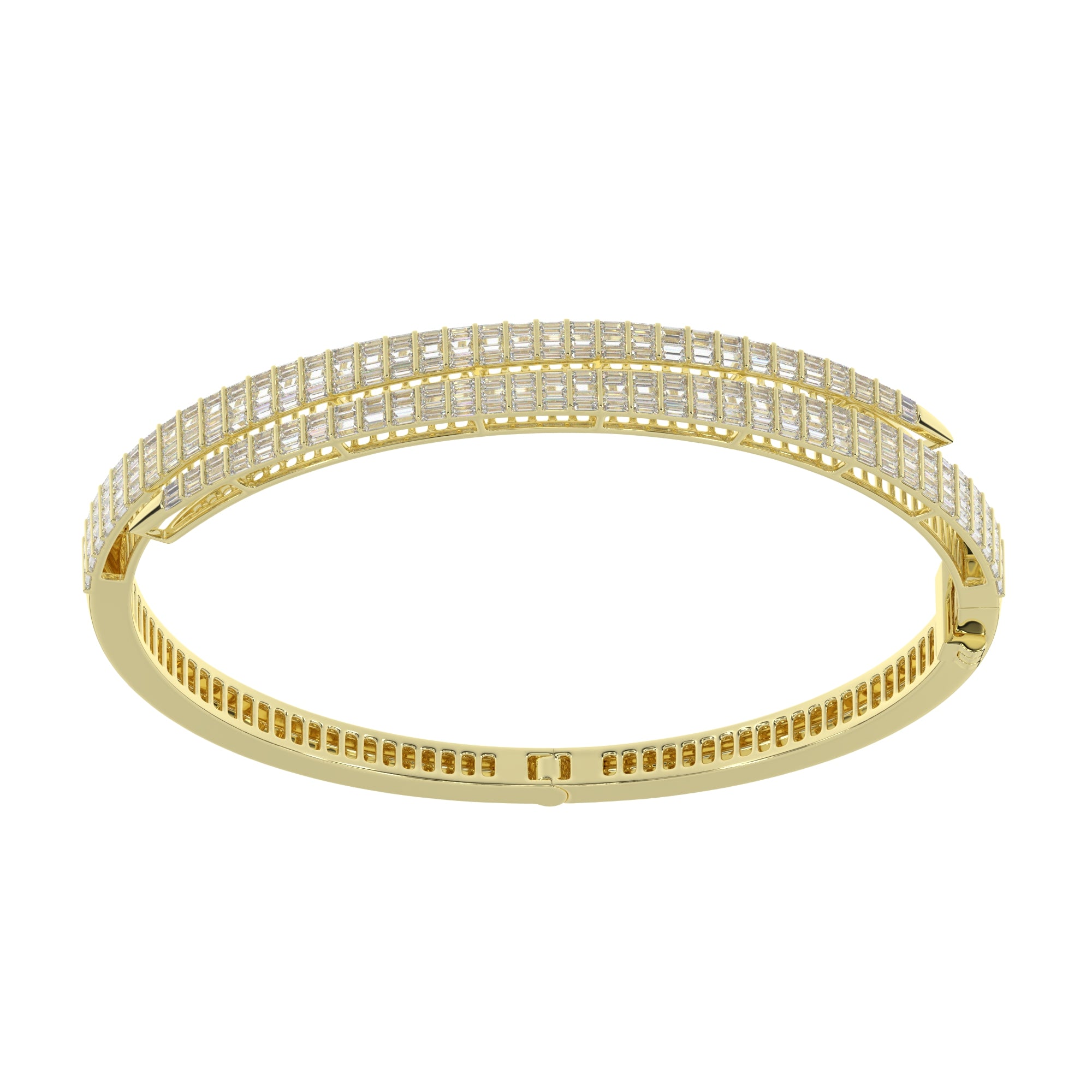 Double Row Baguette Diamond Bangle