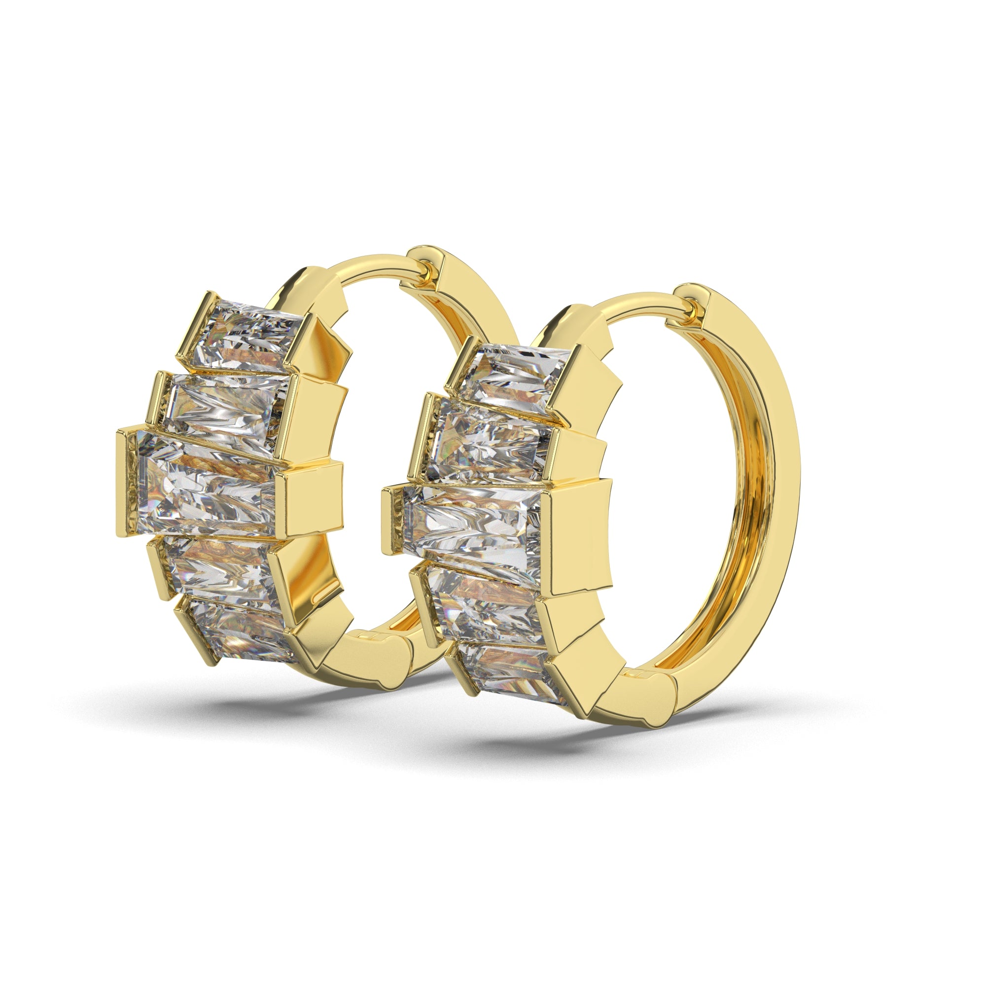 0.70 CTW Baguette Lab Diamond Stunning Hoops Earrings