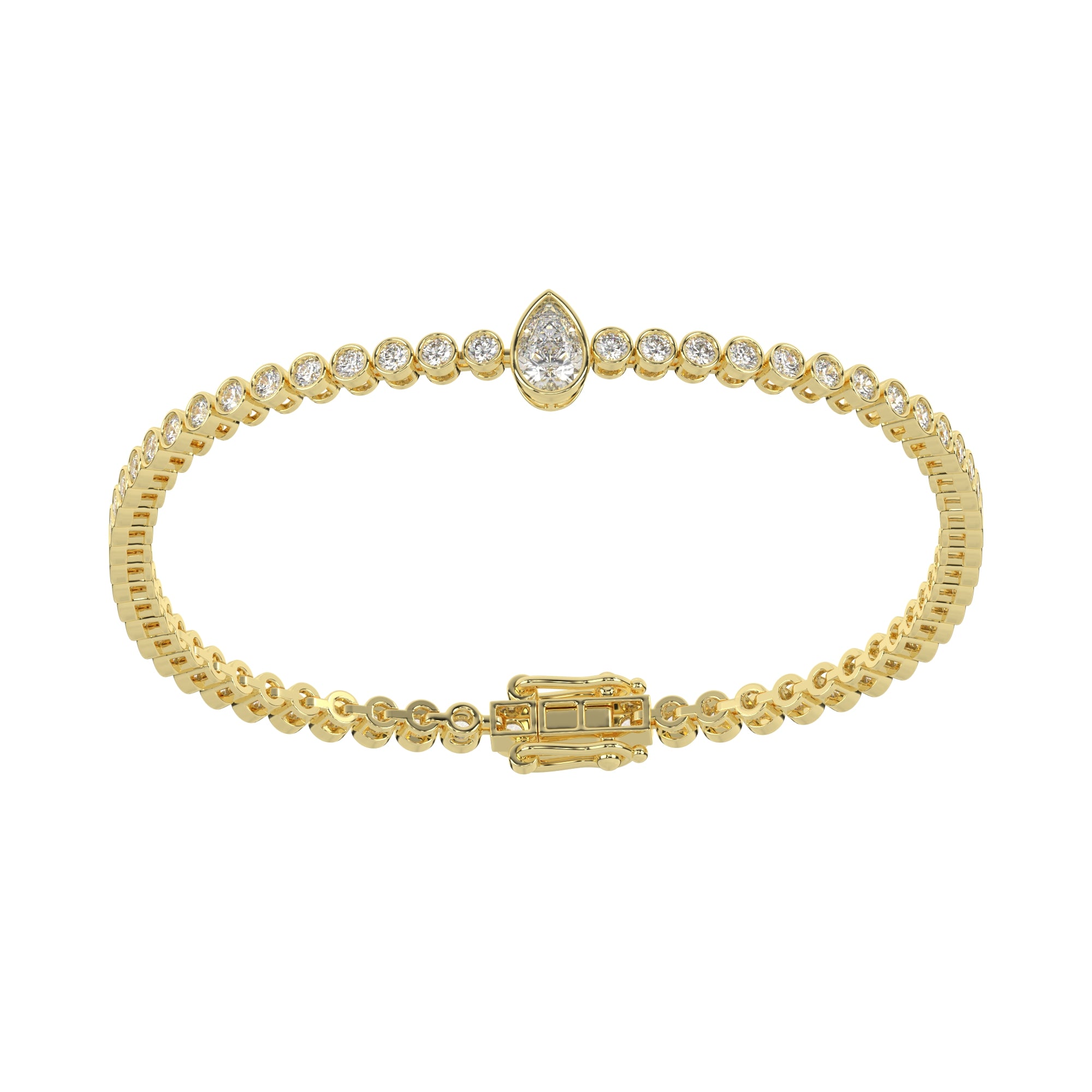3.25 CTW Delicate Pear Solitaire Lab Grown Diamond Bezel Tennis Bracelet