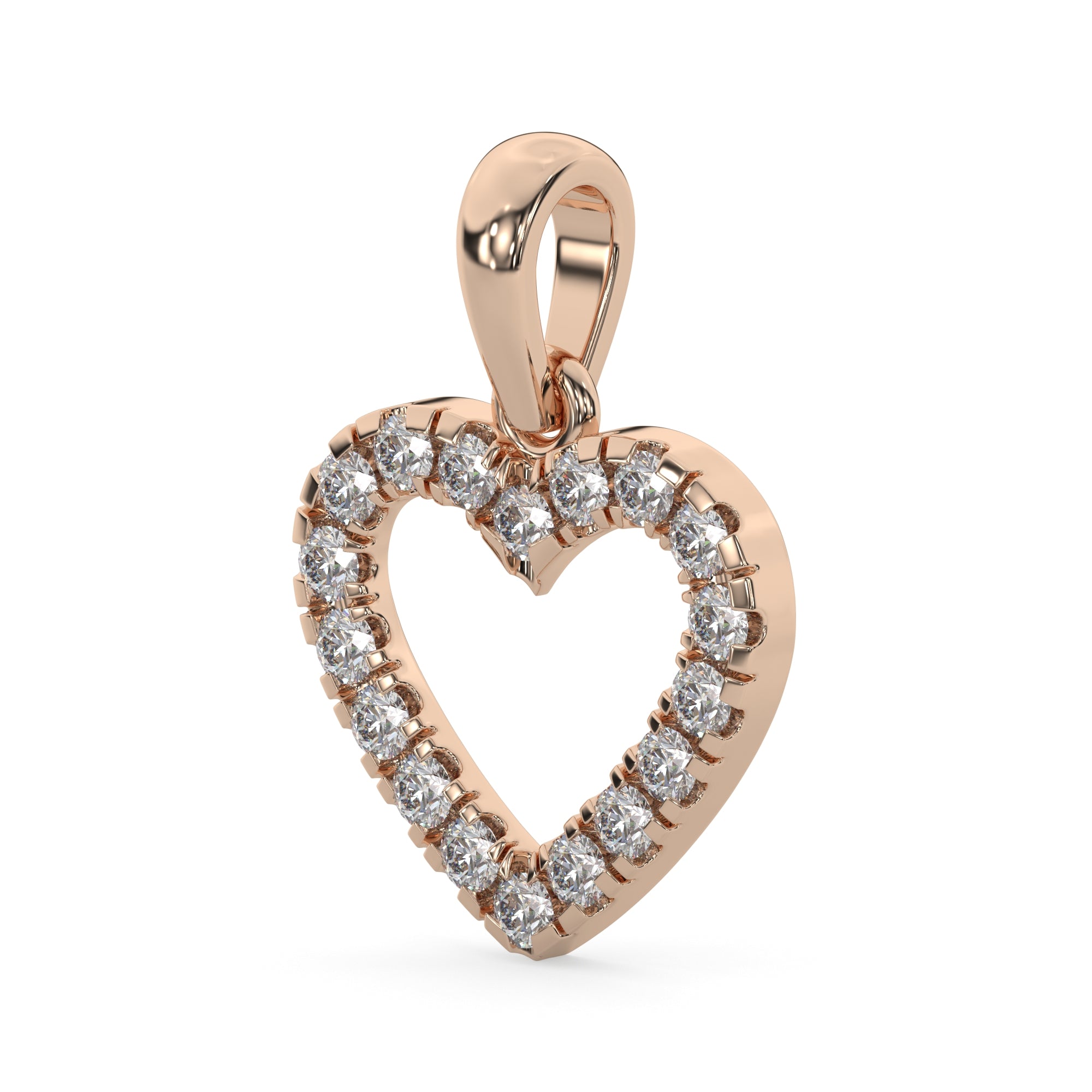 Classic Heart-Shaped Diamond Pendant Without Chain