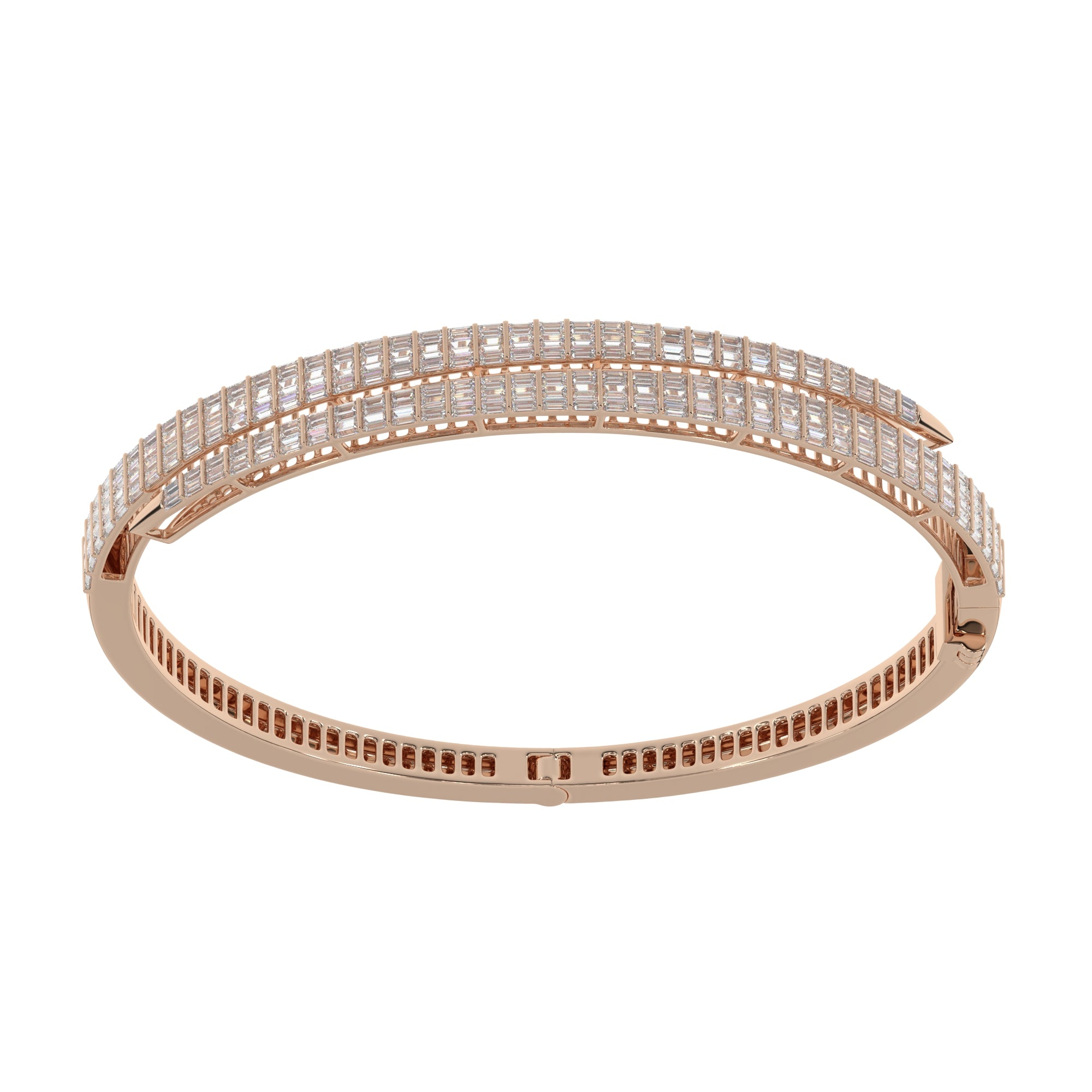 Double Row Baguette Diamond Bangle