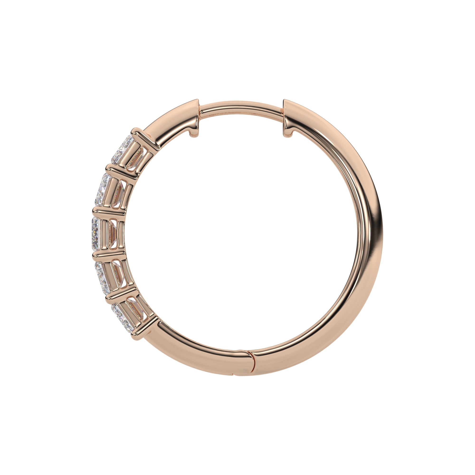 Vertical Emerald-Cut Lab Grown Diamond Bar Hoop Earrings