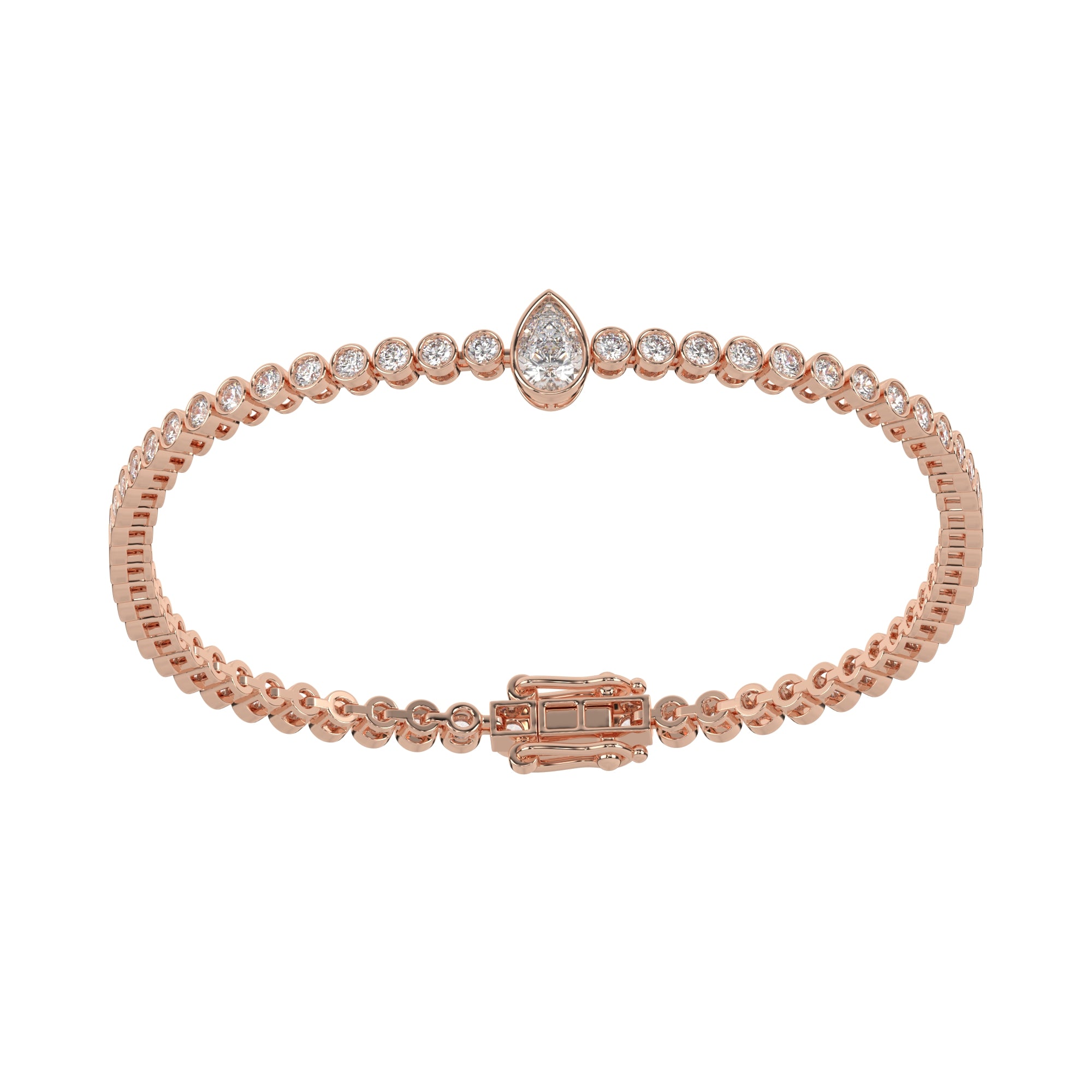 3.25 CTW Delicate Pear Solitaire Lab Grown Diamond Bezel Tennis Bracelet