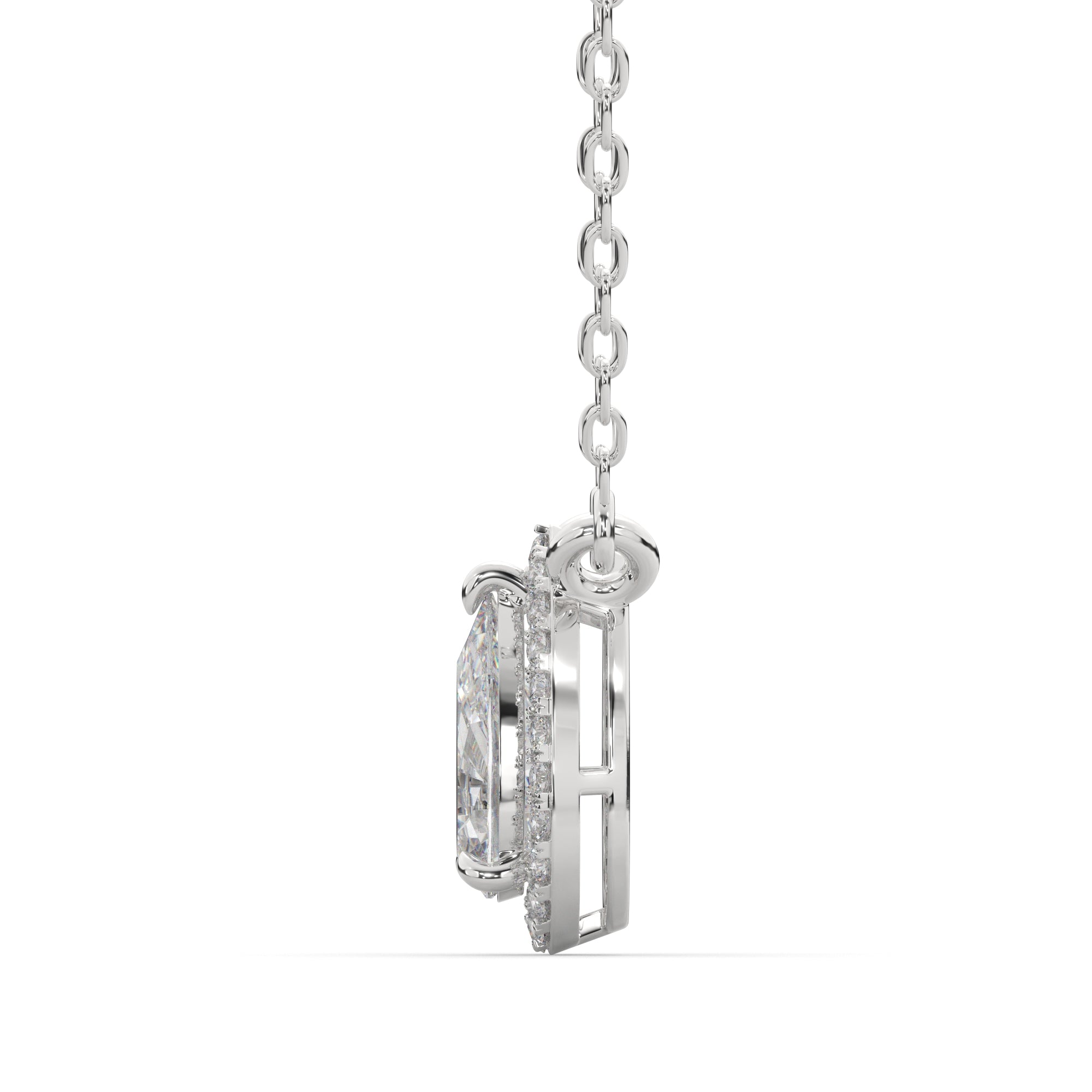 0.80 CTW Pear Lab Grown Diamond Halo Pendant