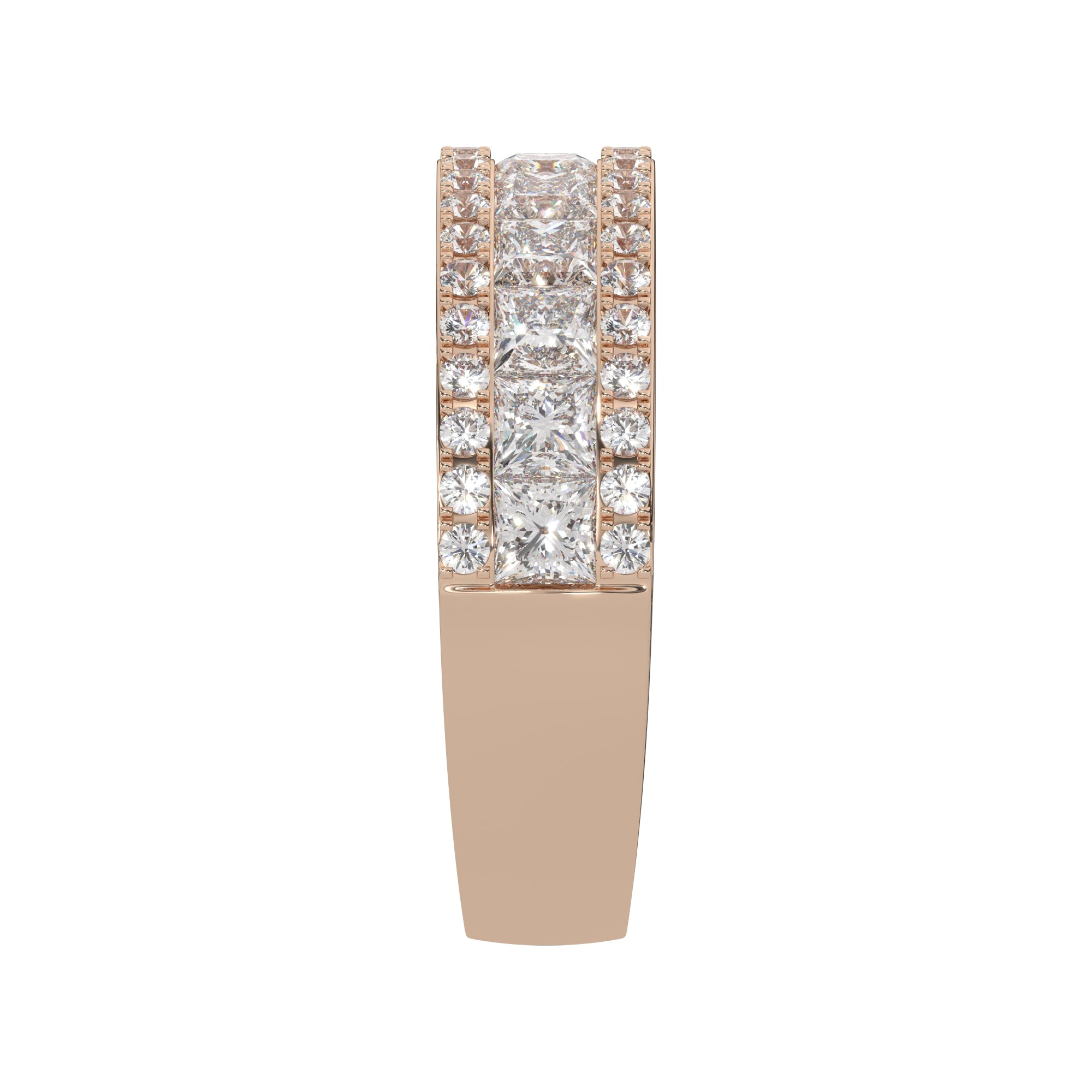2.00 CTW Princess & Round Diamond Crownline Wide Band