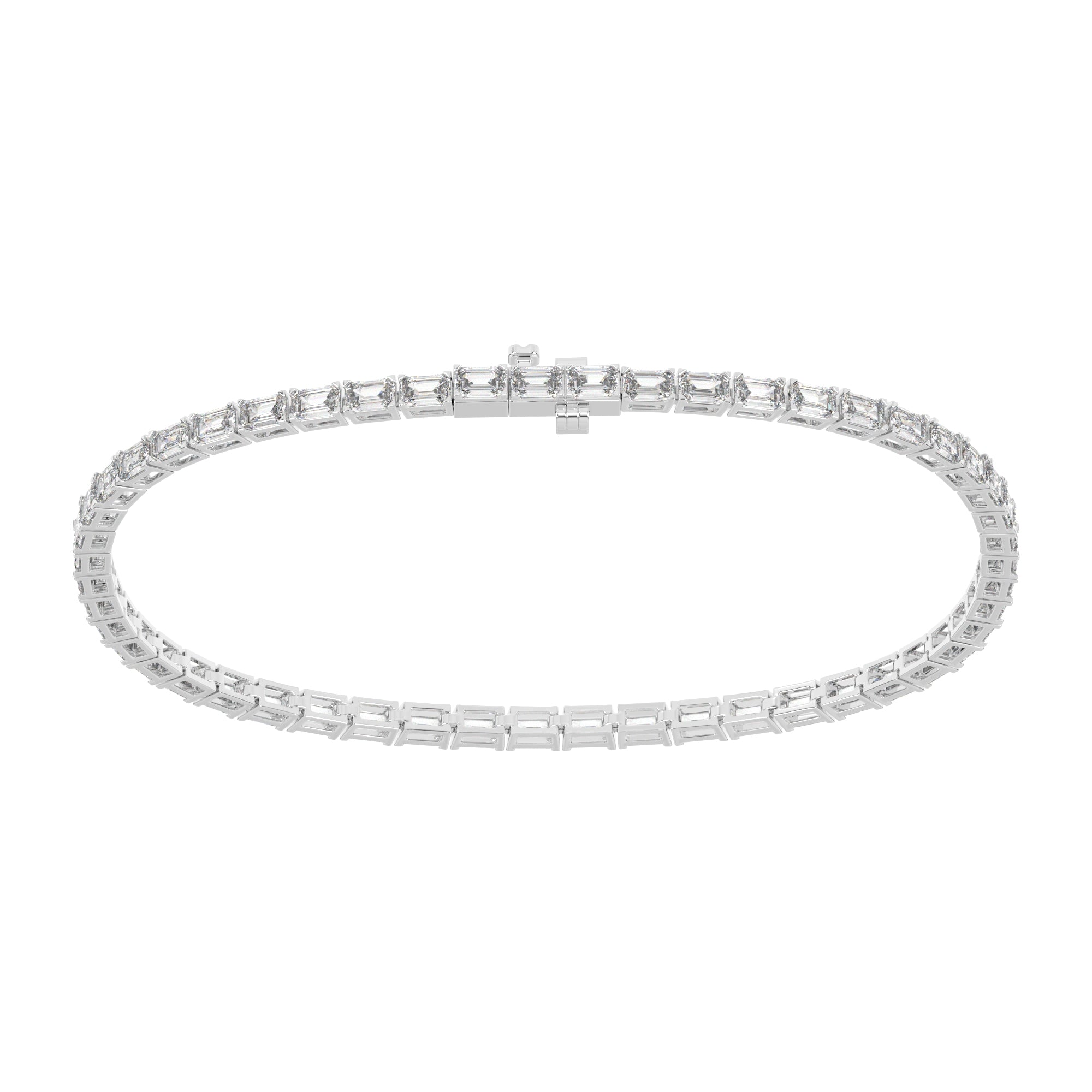 3.20 CTW Emerald Lab Diamond Classic East West Tennis Bracelet