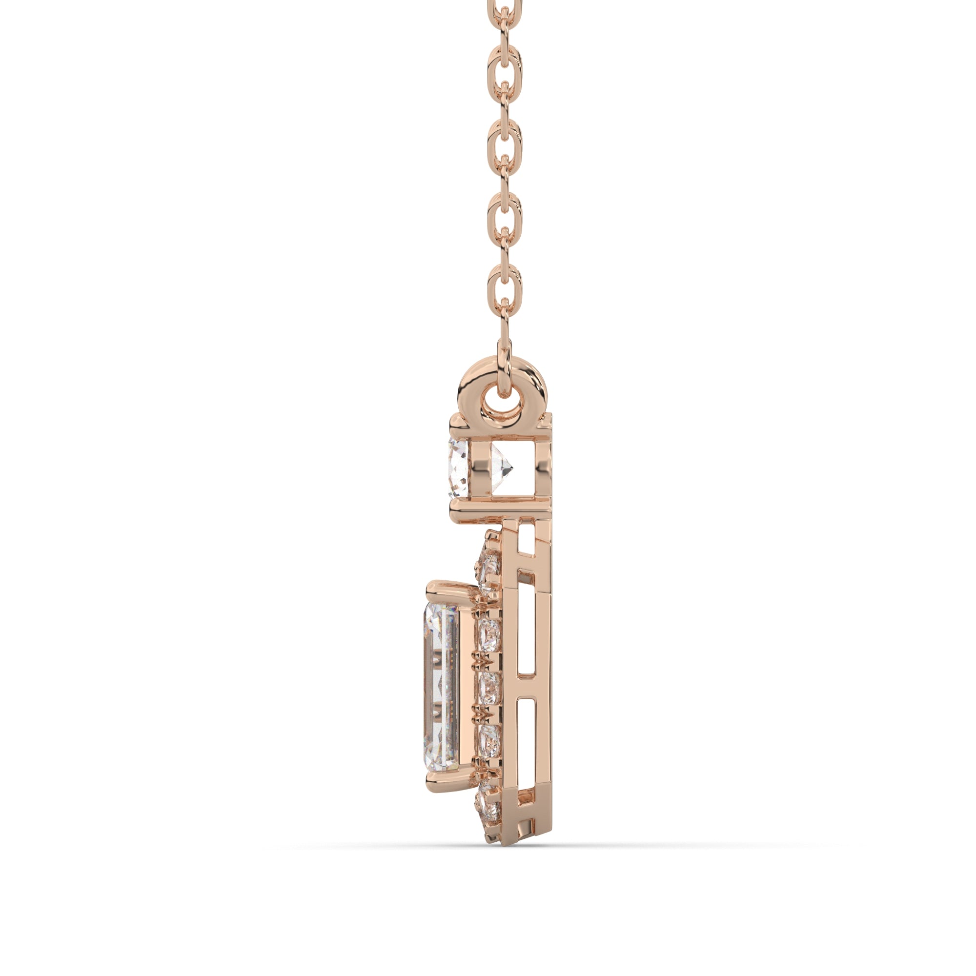0.75 CTW Emerald Lab Grown Diamond Halo Pendant