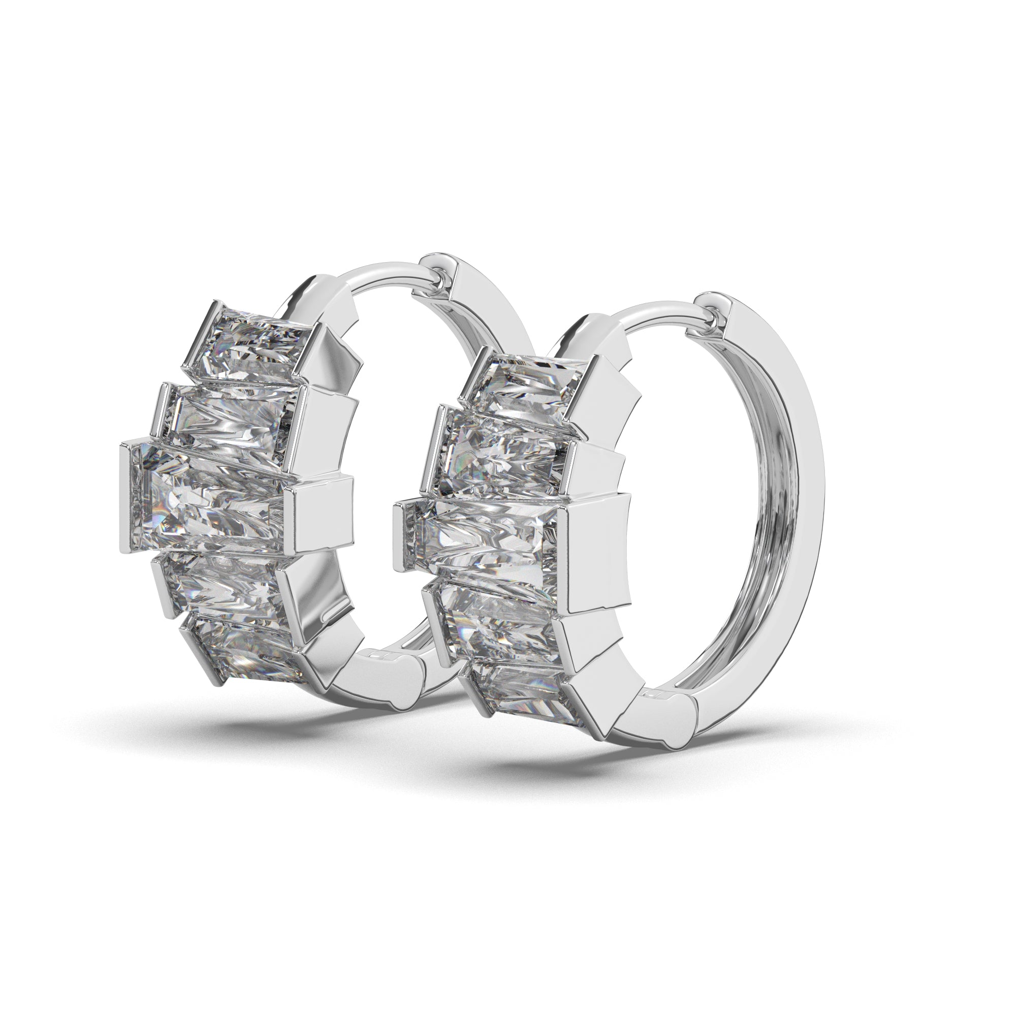 0.70 CTW Baguette Lab Diamond Stunning Hoops Earrings