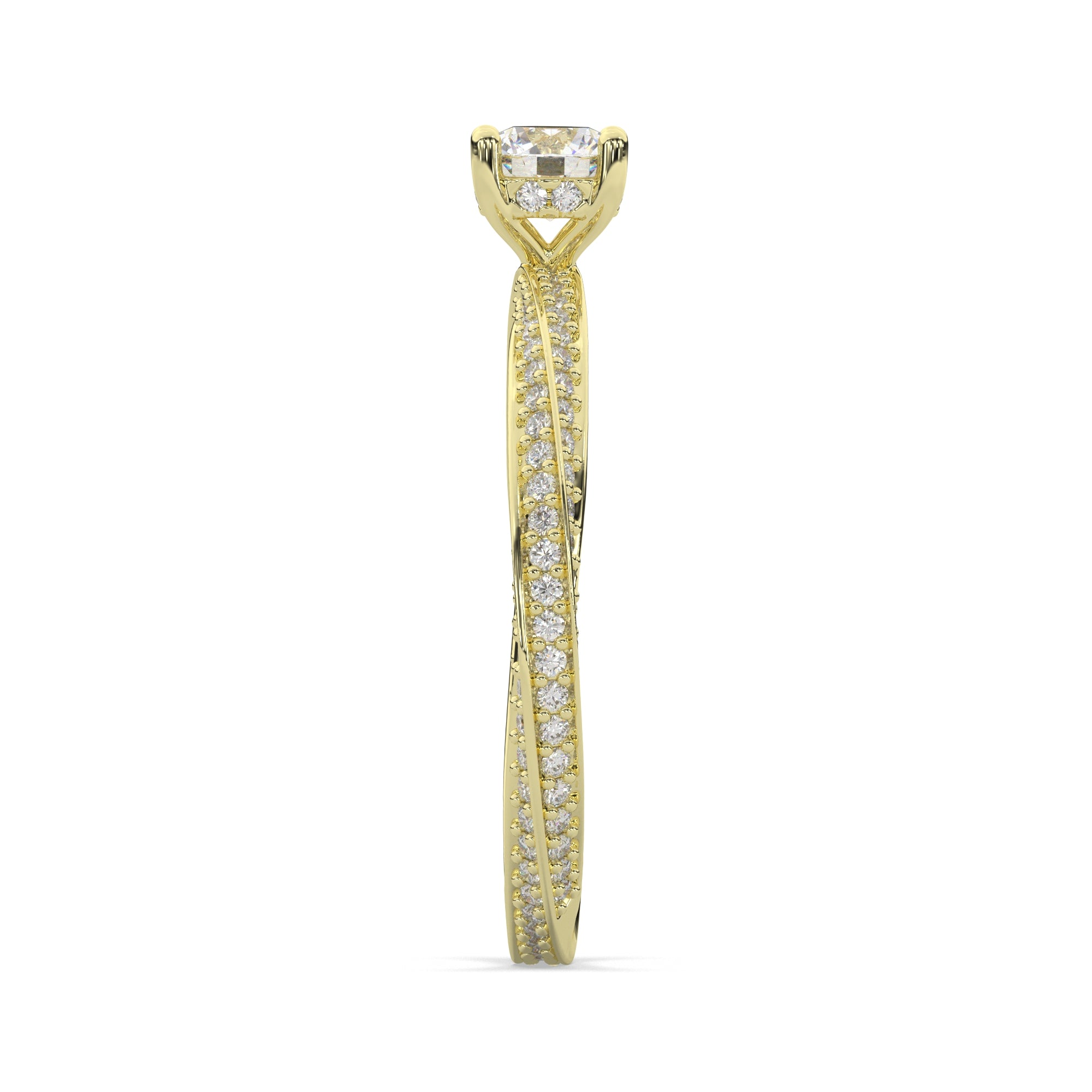 Pavé Split Shank Round-Cut Lab Grown Diamond Engagement Ring