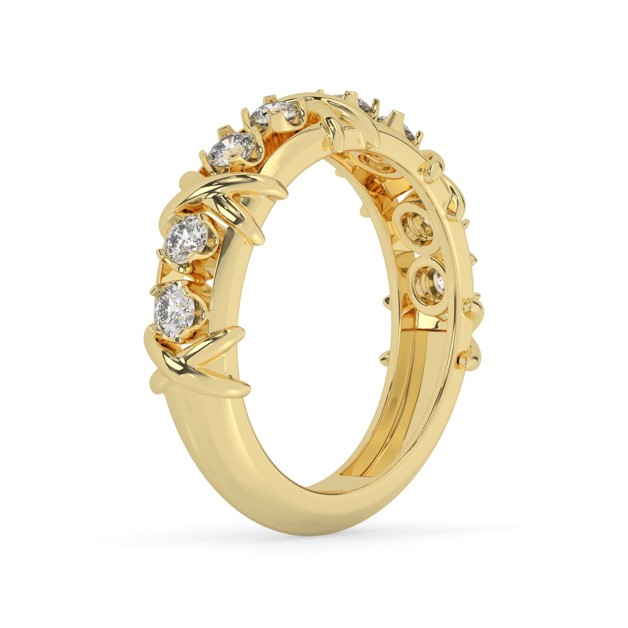 0.60 CTW Round Lab Diamond Criss Cross Anniversary Ring