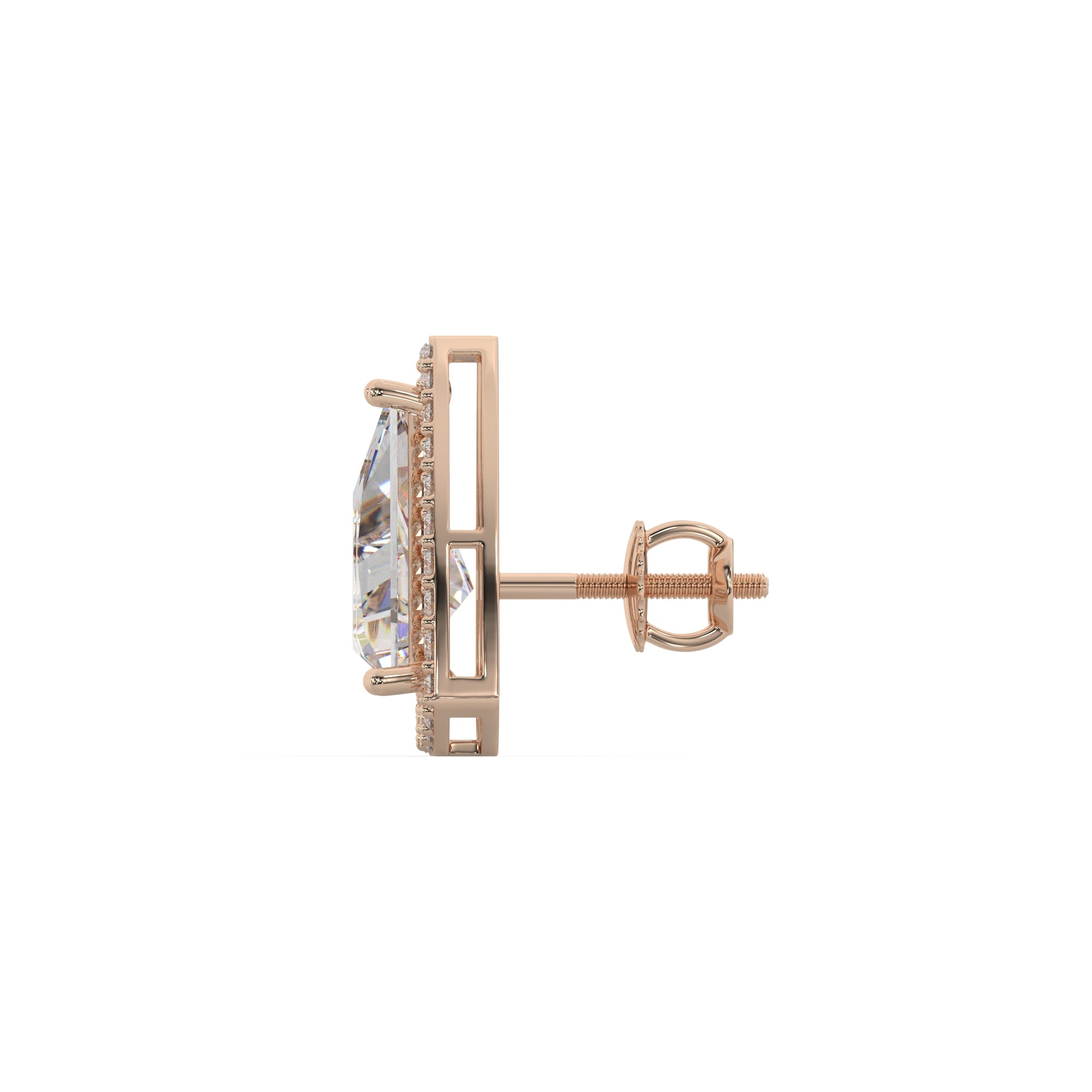Trillion-Cut Diamond Halo Stud Earrings