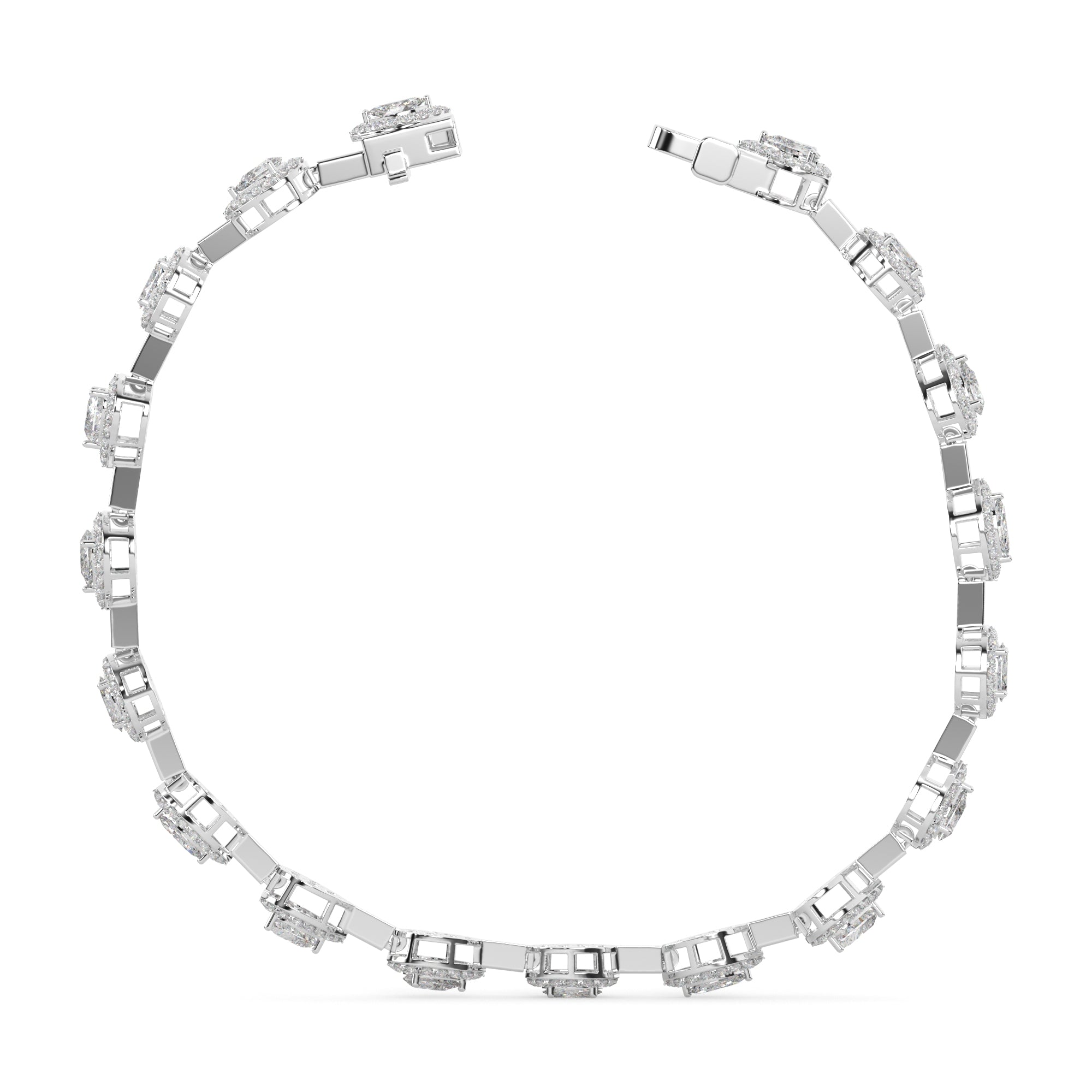 5.20 CTW Multishape Lab Grown Diamond Halo Tennis Bracelet