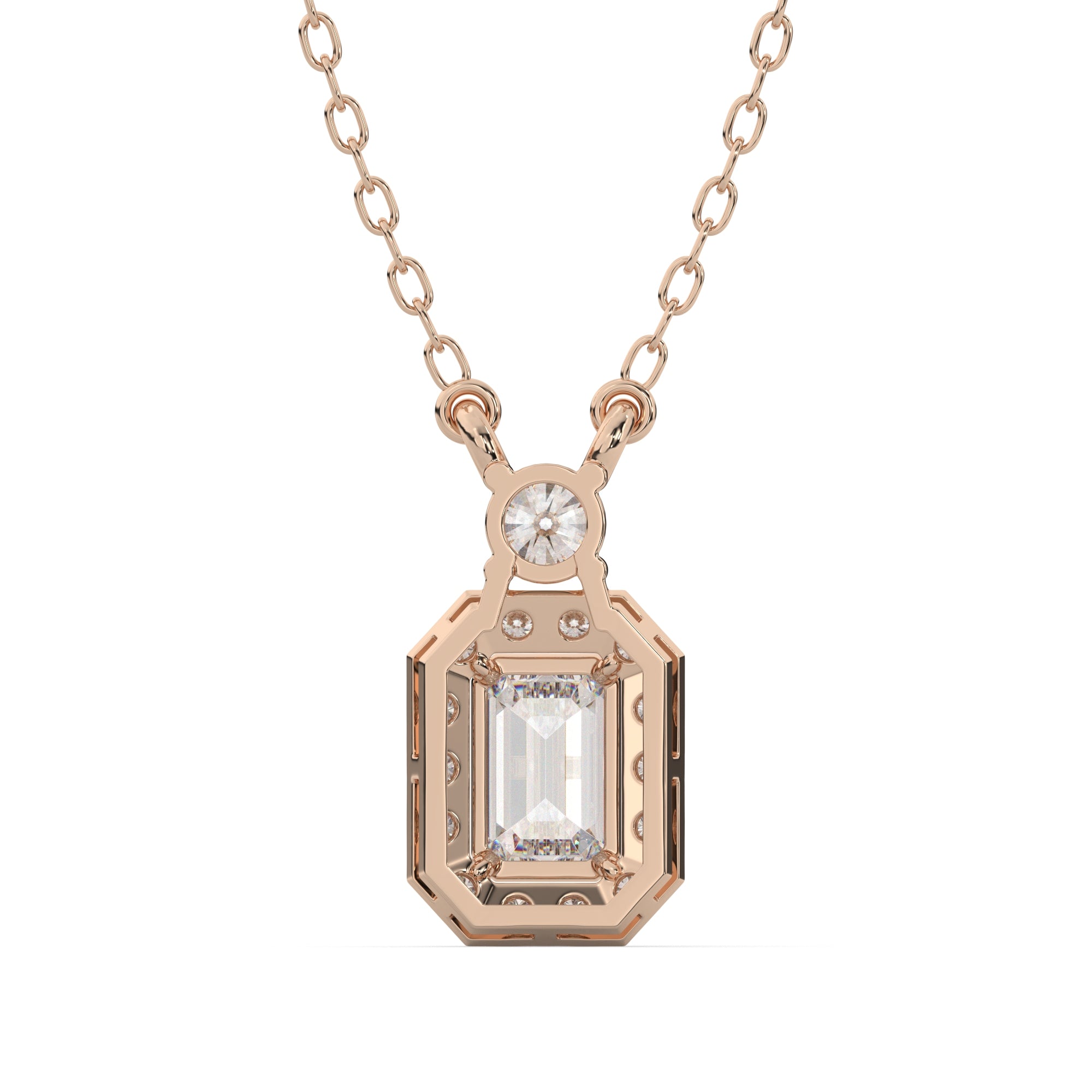 0.75 CTW Emerald Lab Grown Diamond Halo Pendant
