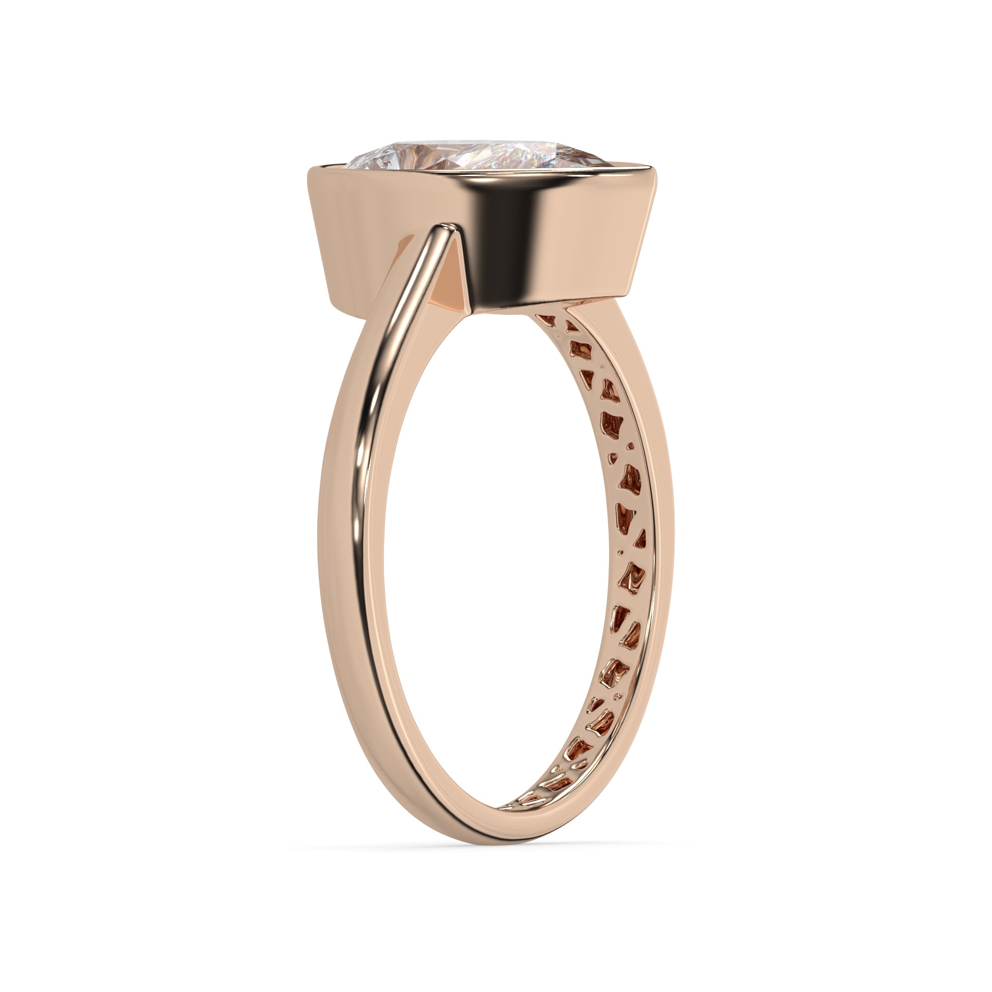 Pear Lab Diamond Bezel Solitaire Engagement Ring
