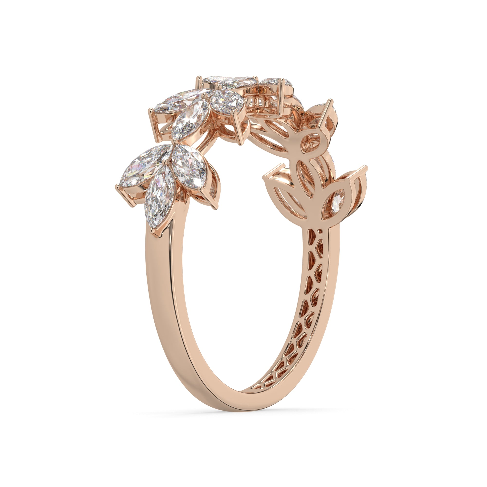 1.50 CTW Marquise Diamond Floral Eternity Ring