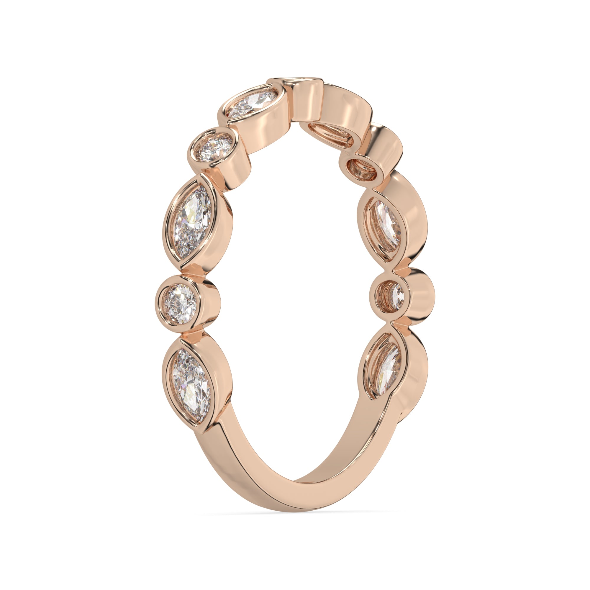 0.50 CTW Vintage-Inspired Marquise & Round Bezel Diamond Band