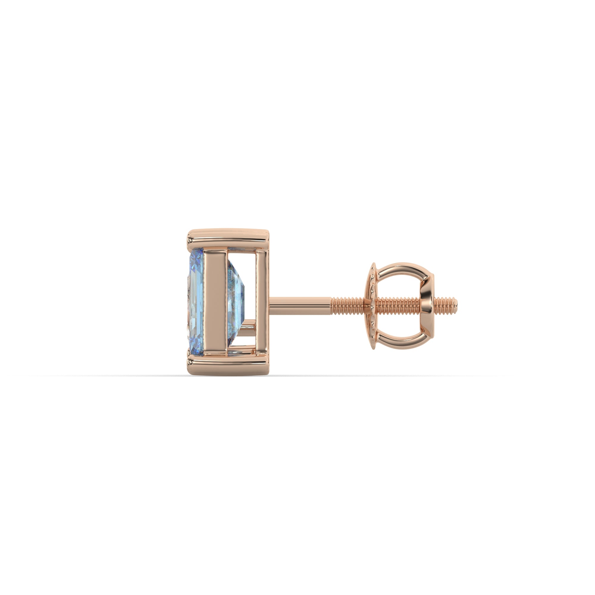 Blue Emerald-Cut and Pear Diamond Two Tone Stud Earrings