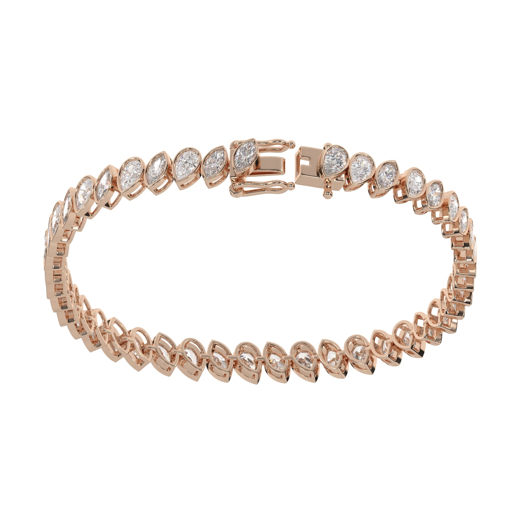 Alternating Marquise & Pear Bezel Lab Grown Diamond Tennis Bracelet