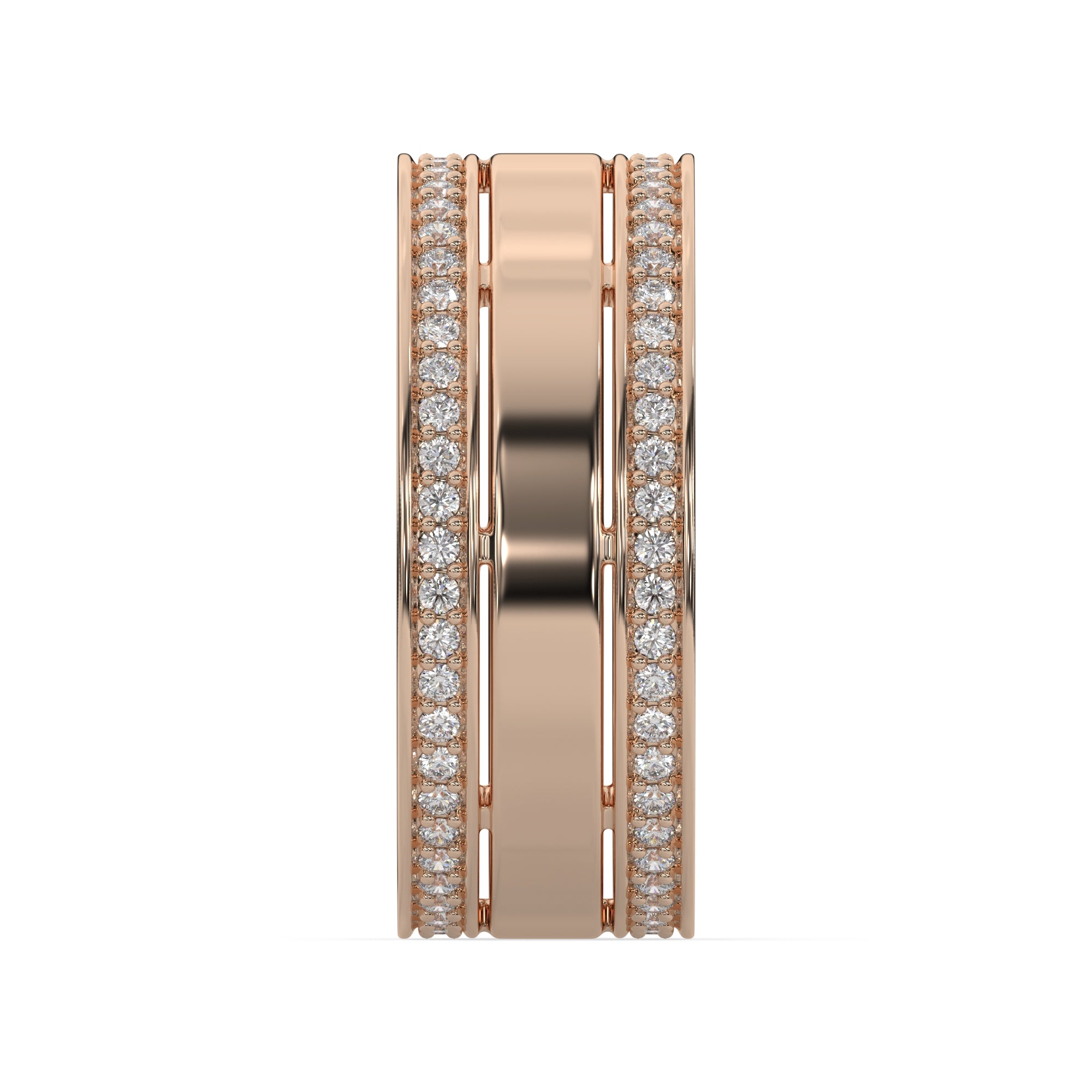 Double Row Diamond Accent Wide Band