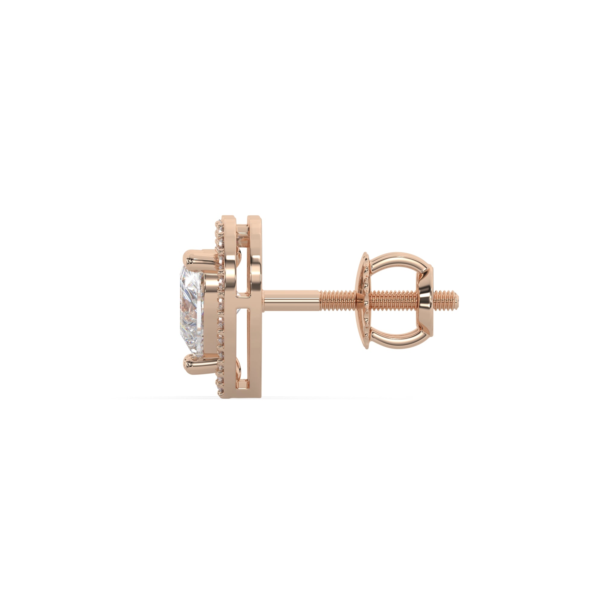 Heart-Cut Diamond Halo Stud Earrings