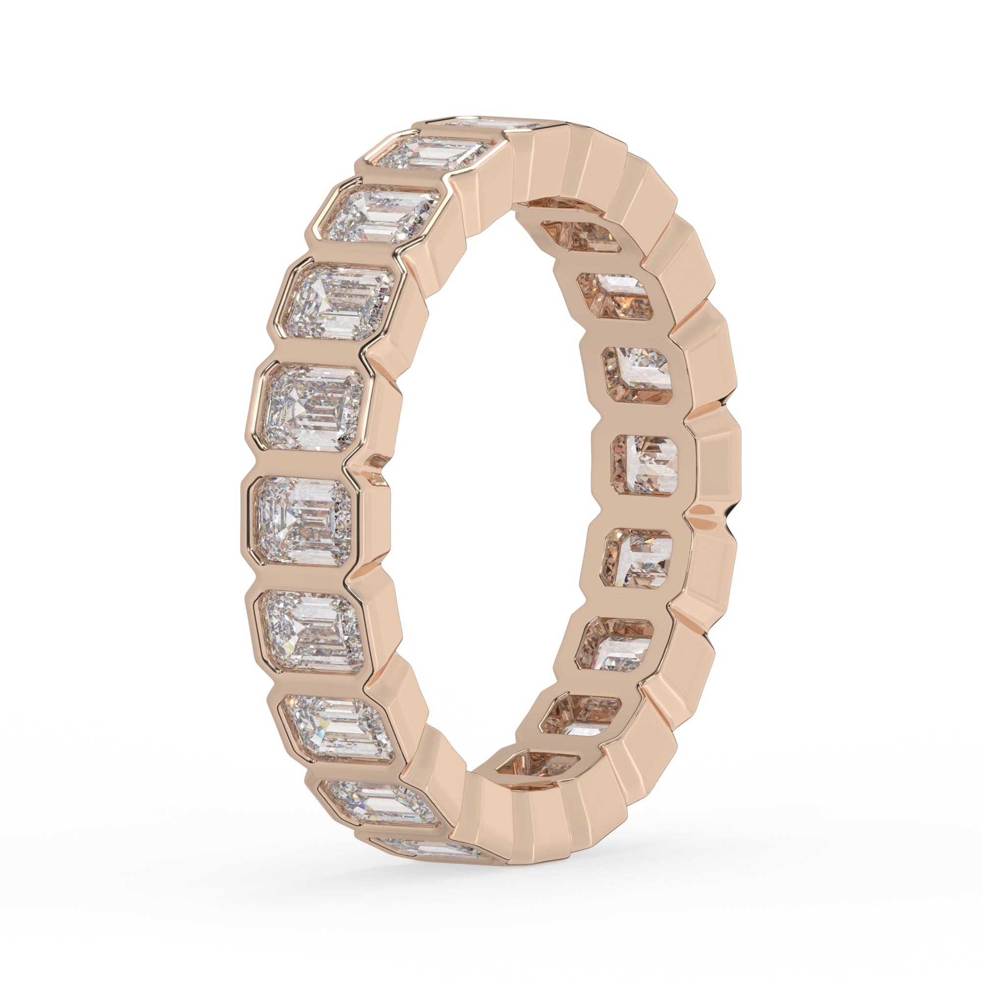2.25 CTW Emerald Bezel Eternity Ring