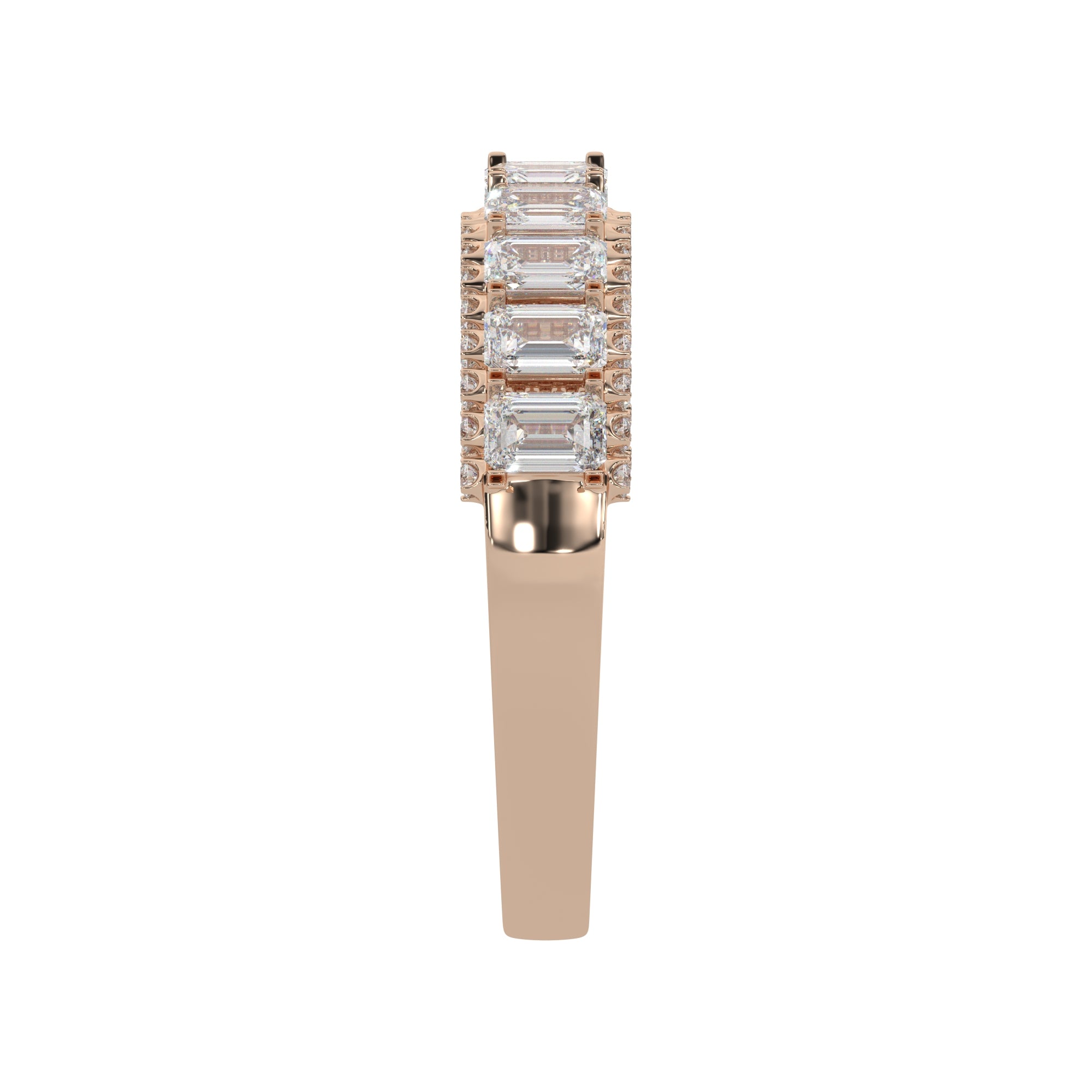 1.20 CTW Emerald Diamond Two - Tier With Pave Accent Diamond Ring