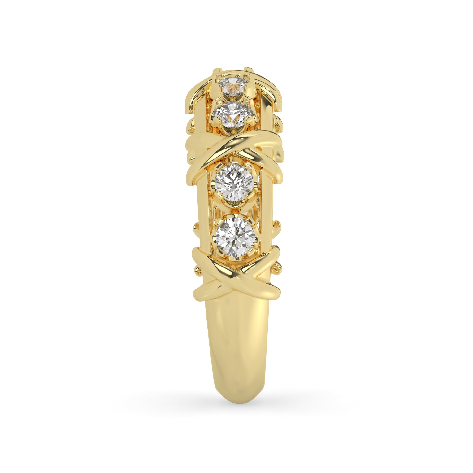 0.60 CTW Round Lab Diamond Criss Cross Anniversary Ring